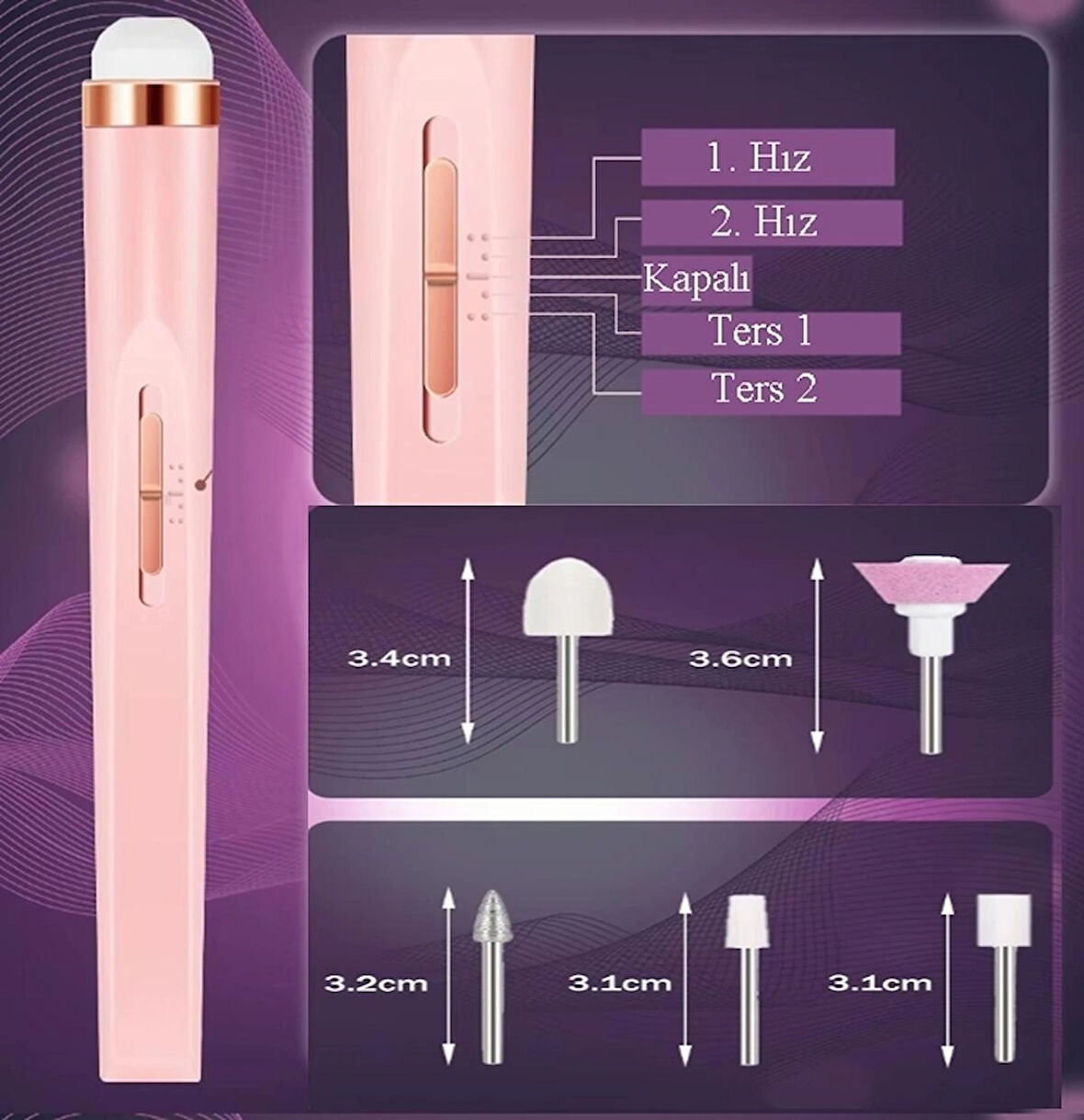 5in1 Usb Şarjlı Tırnak Törpü Seti Manikür Pedikür Protez Tırnak Ayak Nasır Ve Tırnak Mantar Makinesi