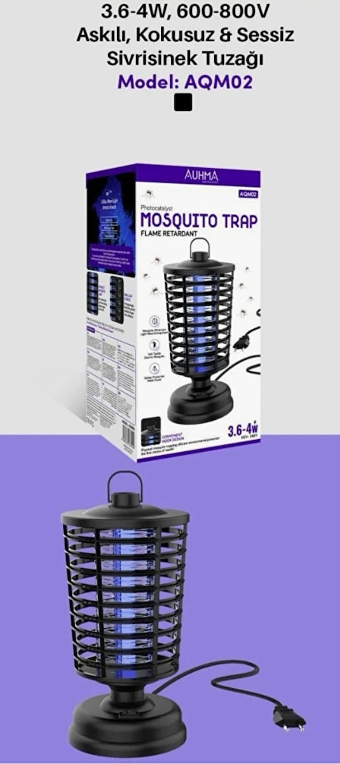 ROSE TEKNOLOJİ 3.6-4W, 600-800V ASKILI,KOKUSUZ,SESSİZ CIZ SİVRİSİNEK ÖLDÜRÜCÜ