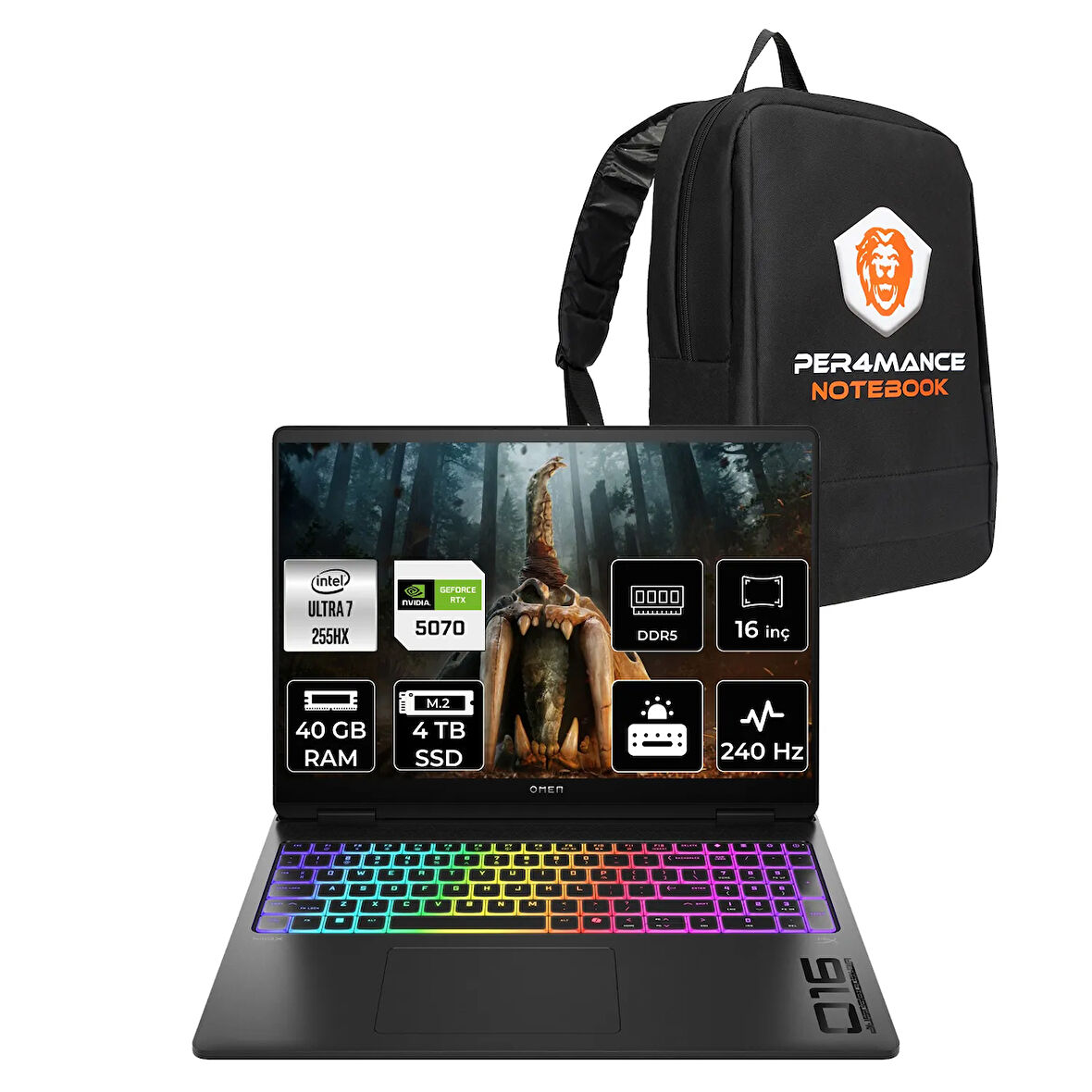 HP OMEN Max 16 Ultra 7 255HX 40GB 4TB SSD RTX5070/8GB 16'' 240Hz WQXGA FDOS Gaming Laptop & ÇANTA