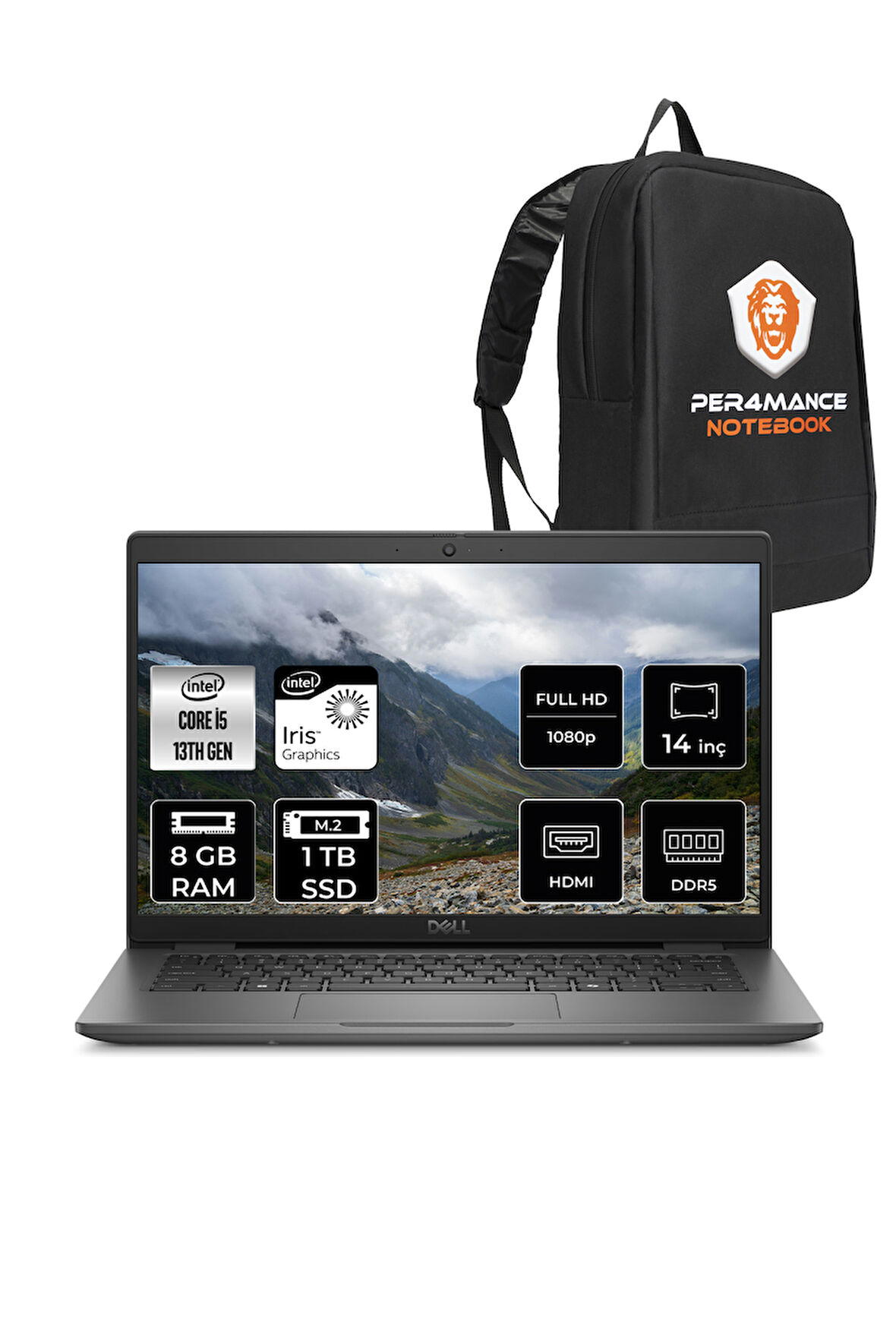 DELL Latitude 3450 i5 1335U 8GB DDR5 1TB SSD 14'' IPS FDOS Taşınabilir Bilgisayar & PER4 ÇANTA