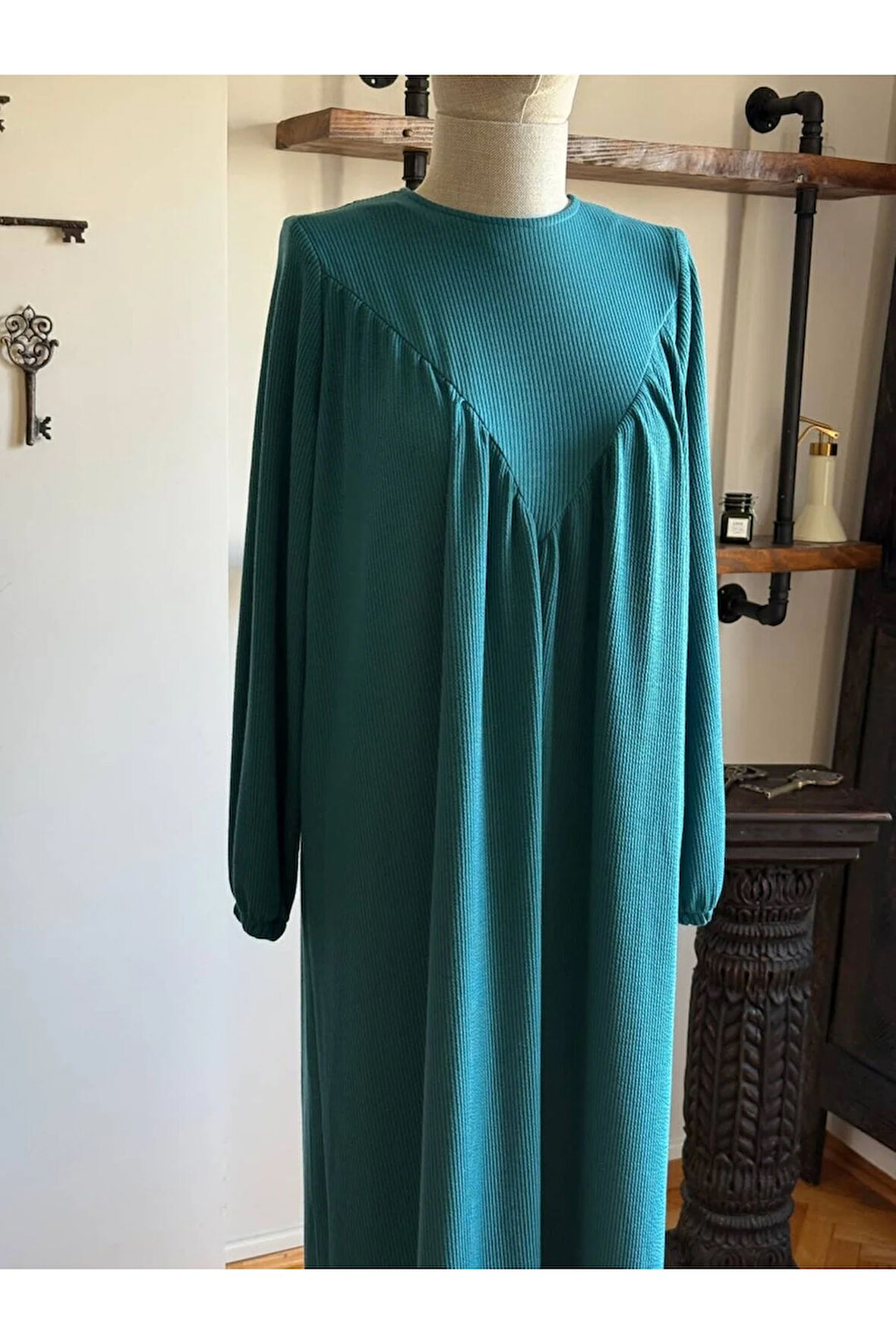 V Robalı Örme Elbise 2309 NAVRA |