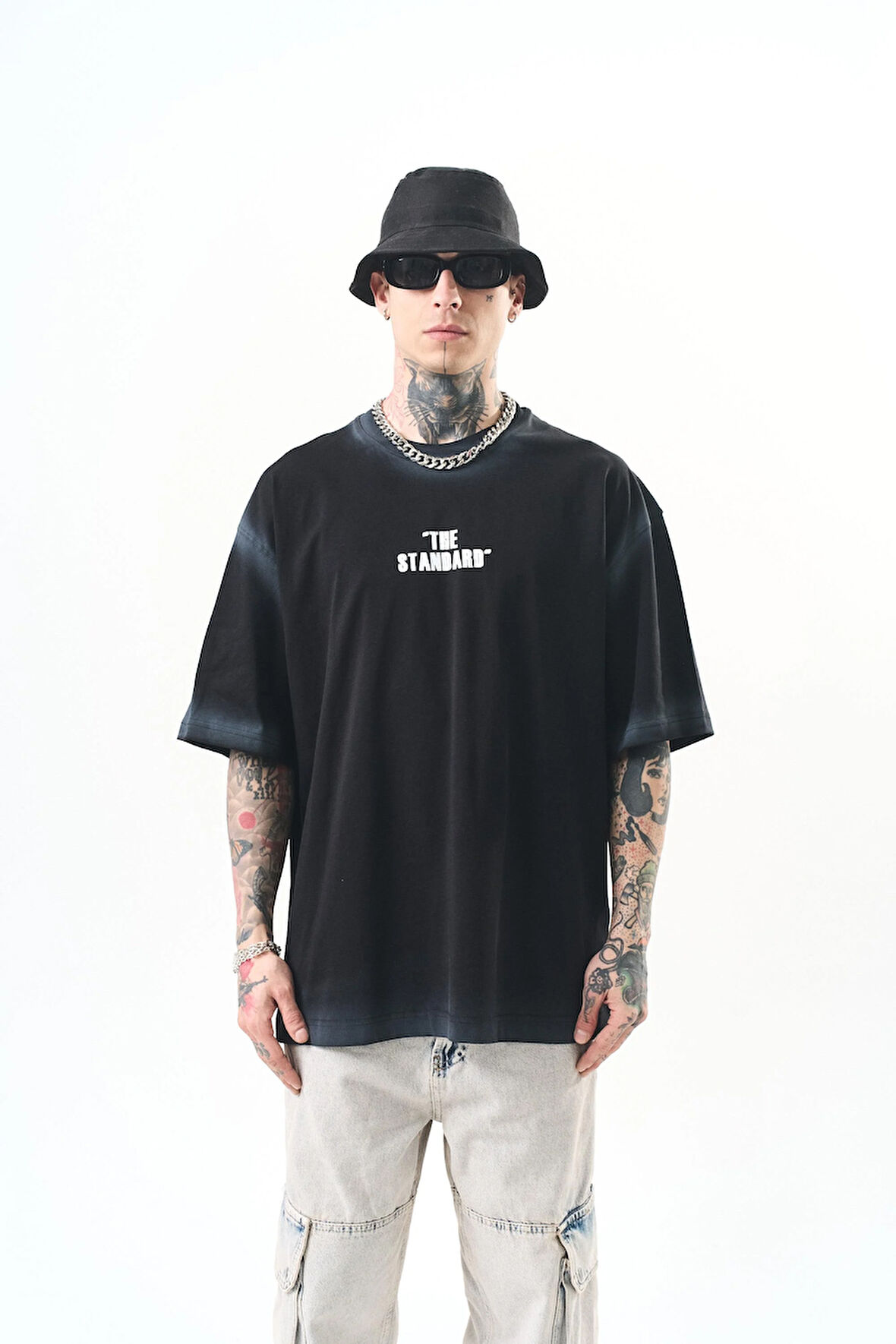 Erkek The Standard Baskılı Oversize T-Shirt Siyah