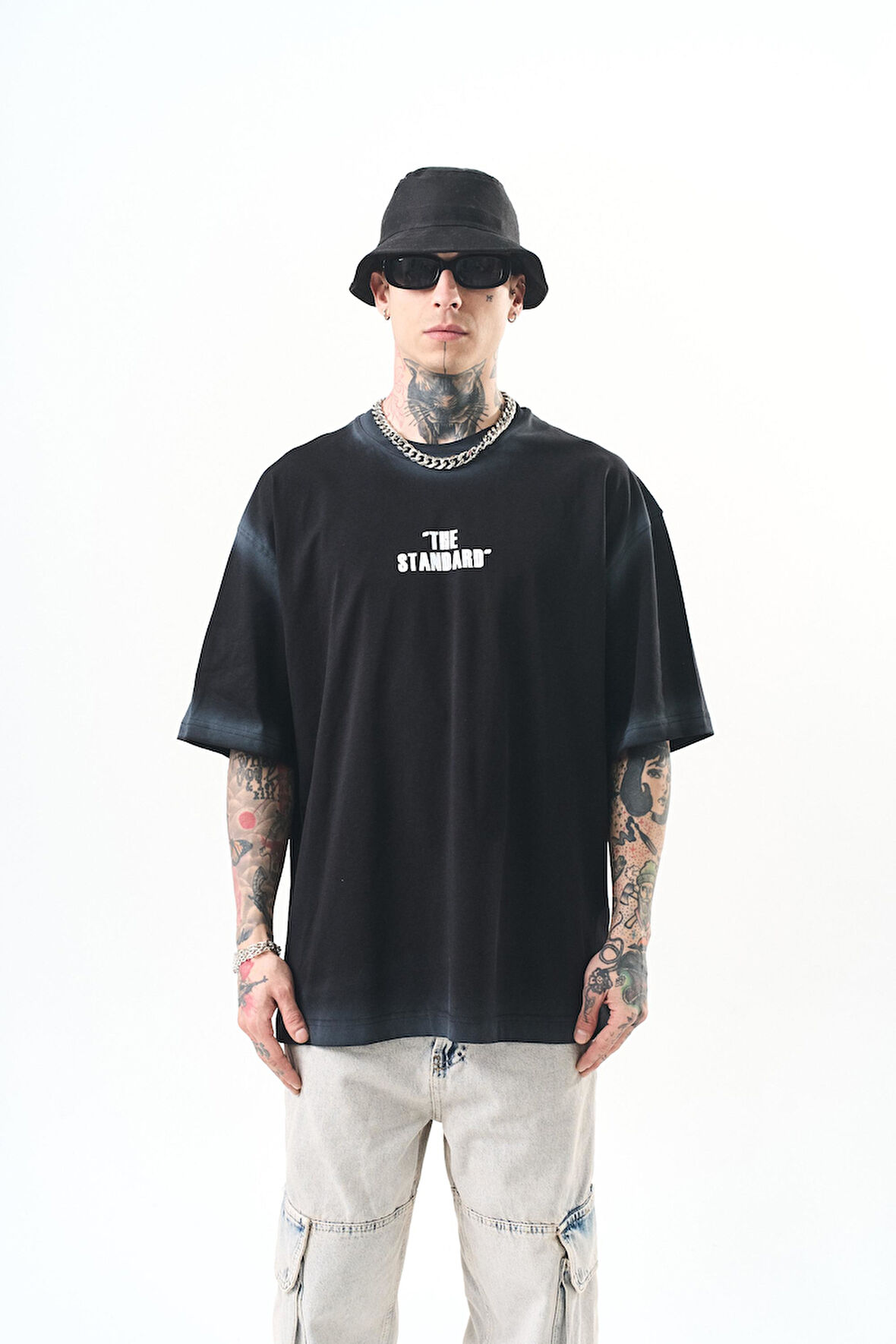 Erkek The Standard Baskılı Oversize T-Shirt Siyah