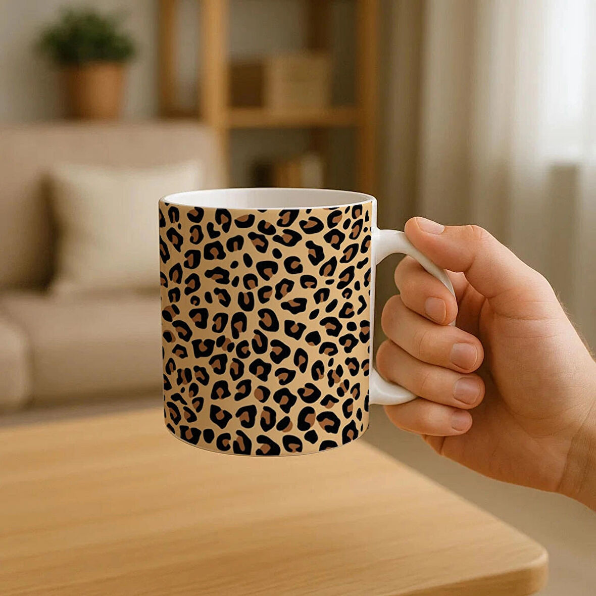 Leopar Desenli Kupa Bardak