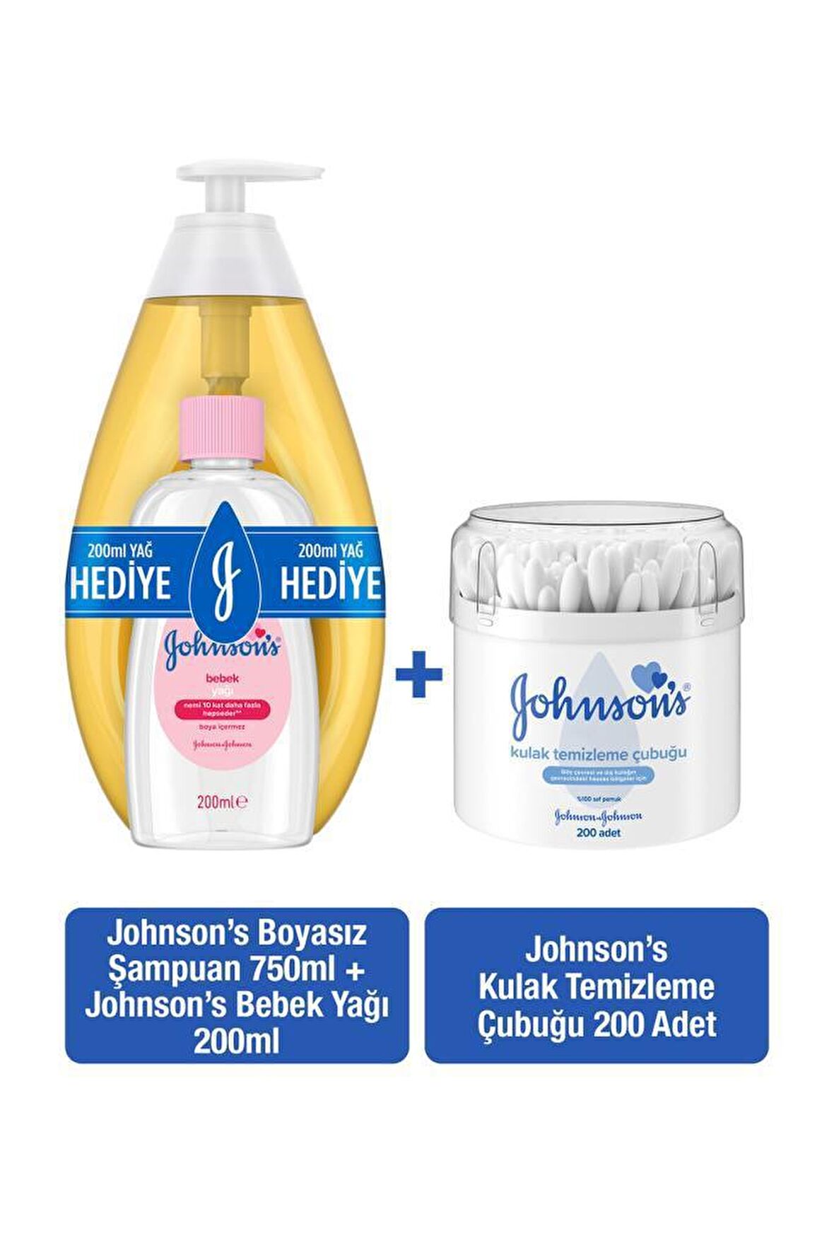 Johnson's Baby Göz Yakmayan Yenidoğan Uyumlu Saç ve Vücut Şampuanı 750 ml + Kulak Temizleme Çubuğu