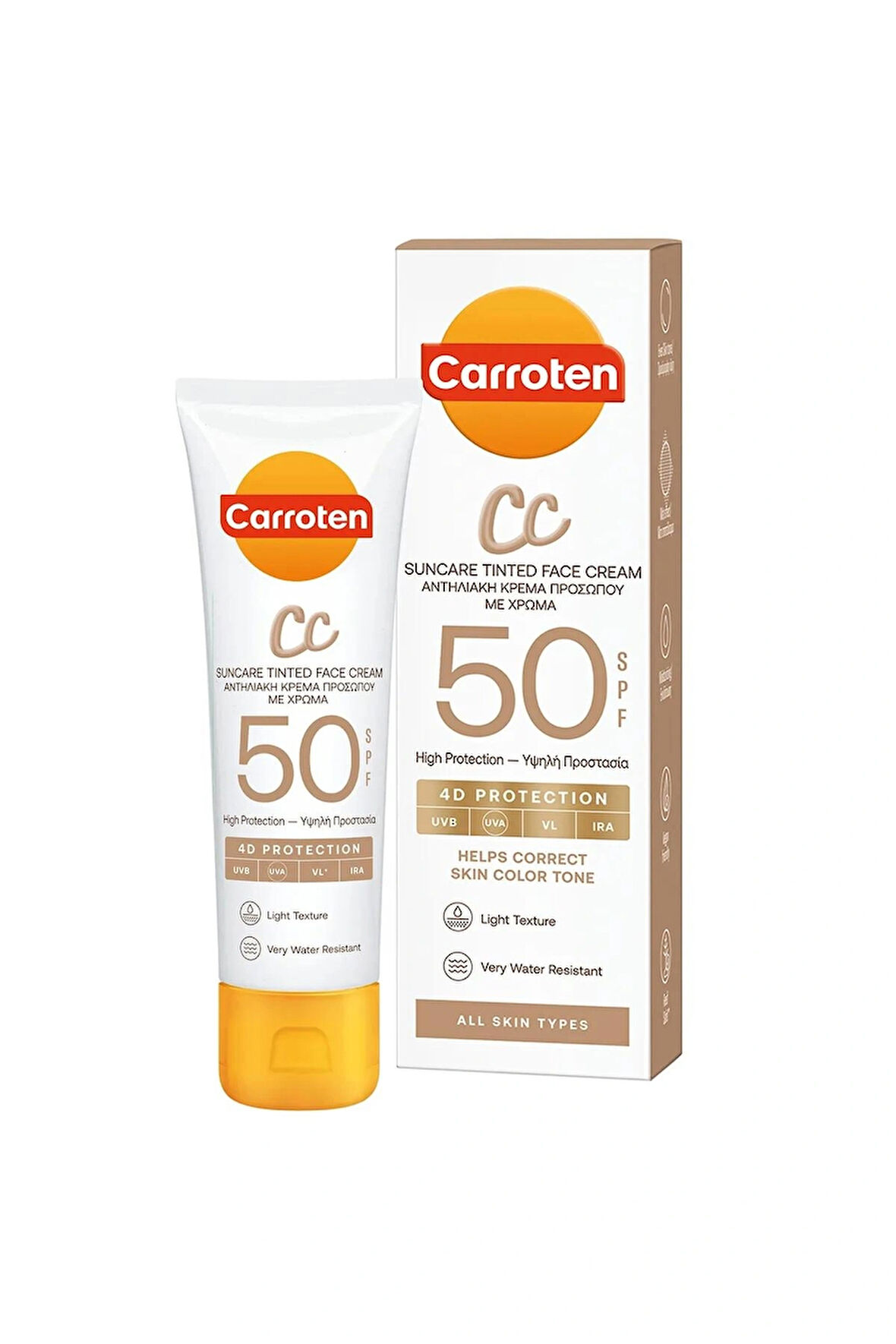 Carroten Cc Spf50 Yüksek Koruyucu Renkli Yüz Güneş Kremi 50ml