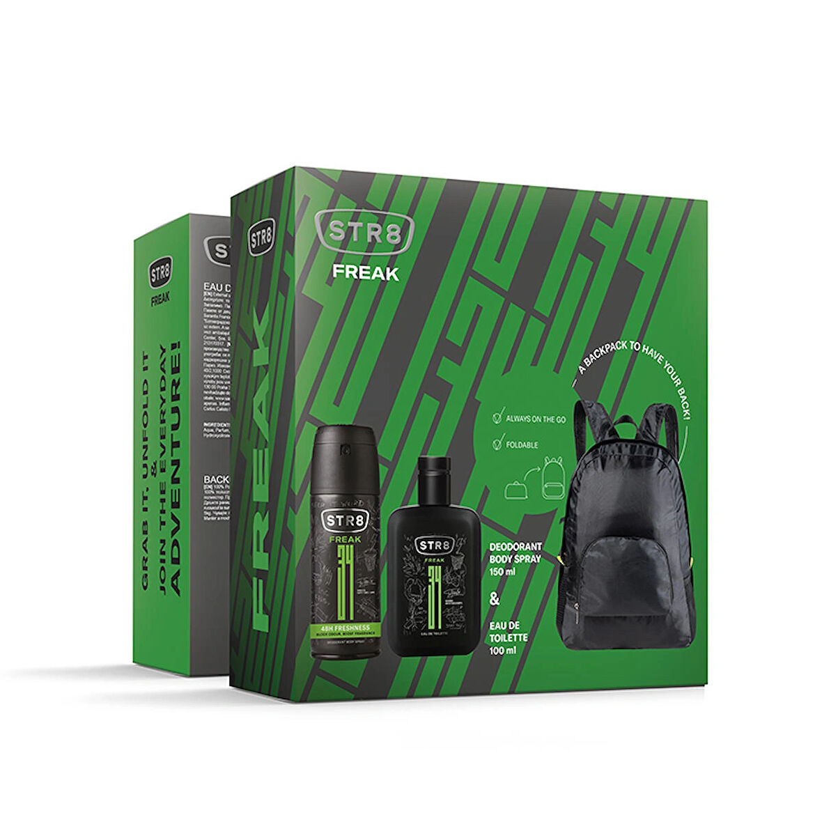STR8 Freak EDT Parfüm 100ml ve Deodorant 150ml ve Sırt Çantası Seti