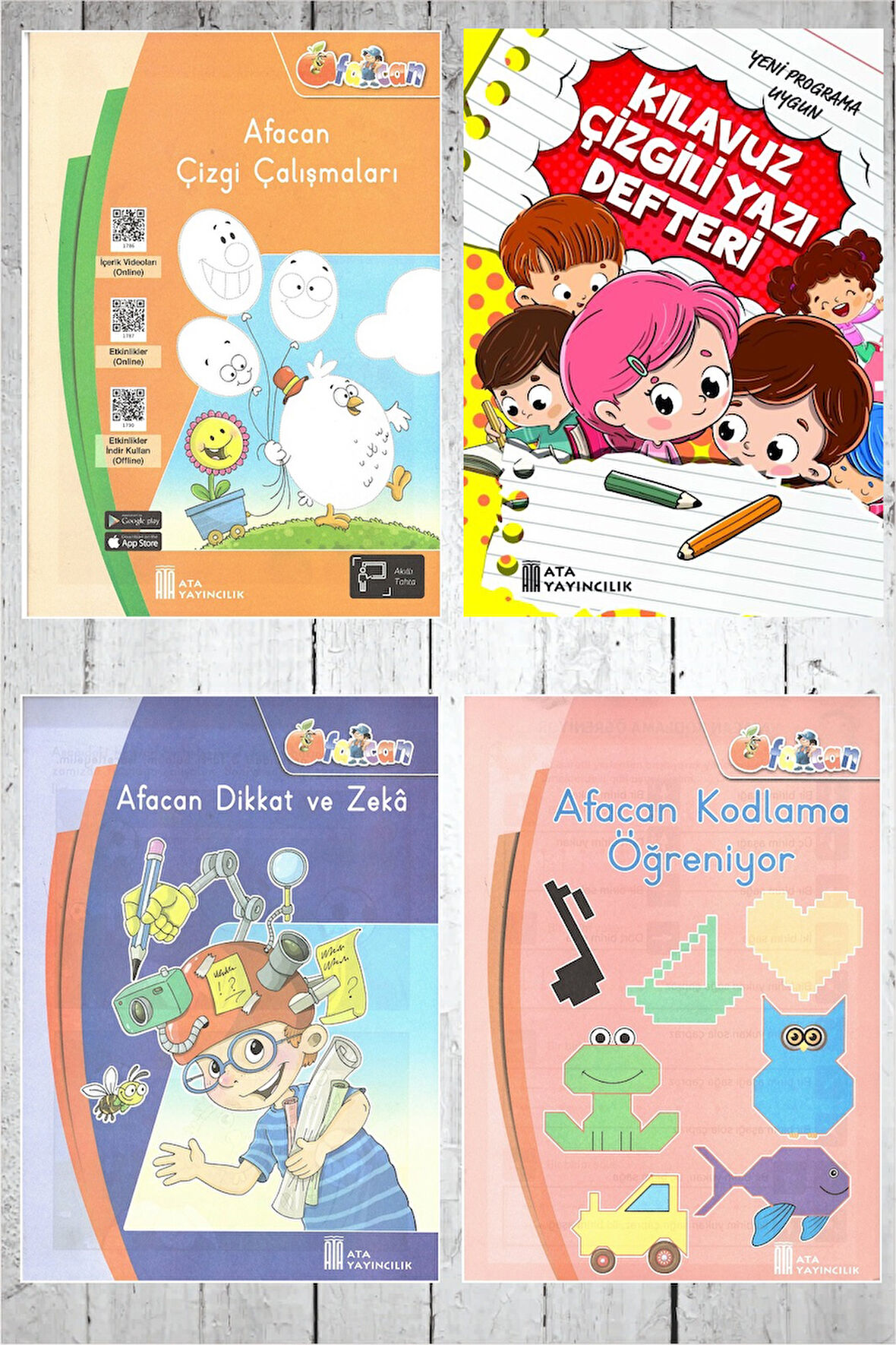 1.Sınıf Hazırlık Seti(Afacan Çizgi Çalışmaları+Kodlama+Dikkat ve Zeka+Kılavuz Çizgili Yazı Defteri)