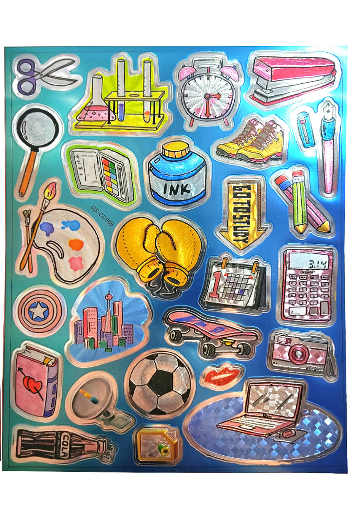 Metalik Sticker Stiker Defter Planlayıcı Etiket (QS006)-25x20 cm- Okul Deney 