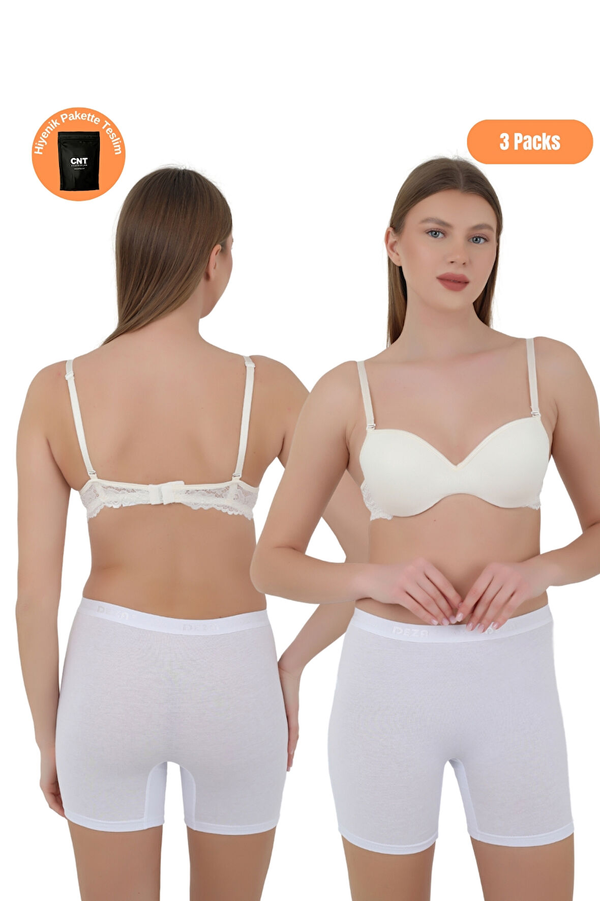 Kadın Boxer Külot - Lastikli Bel ve Yumuşak Kumaş 3'lü Özel Paket (Siyah, Beyaz, Ten Renk)