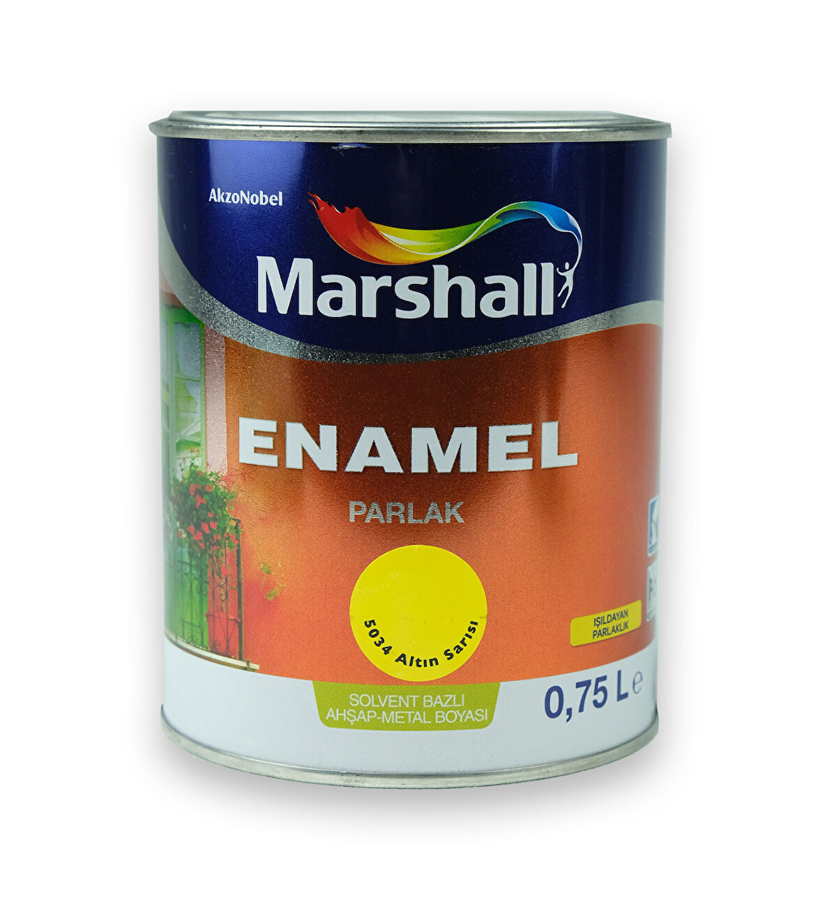 Enamel Parlak Ahşap Metal Boyası Altın Sarısı 0,75 L