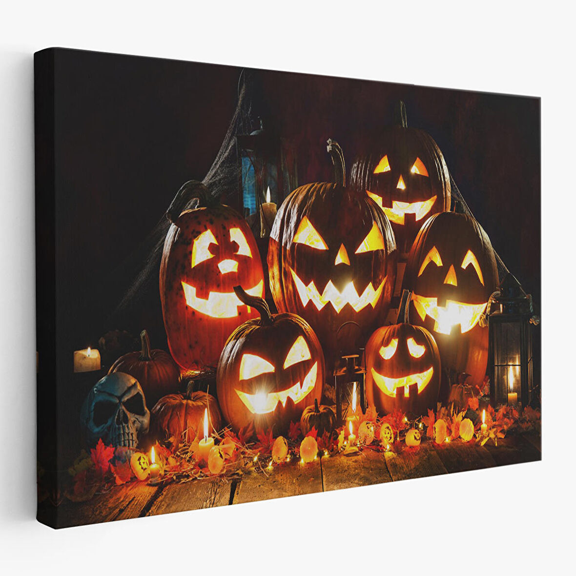 Cadılar Bayramı Korkunç Kabak Kanvas Dekoratif Duvar Tablosu-5203