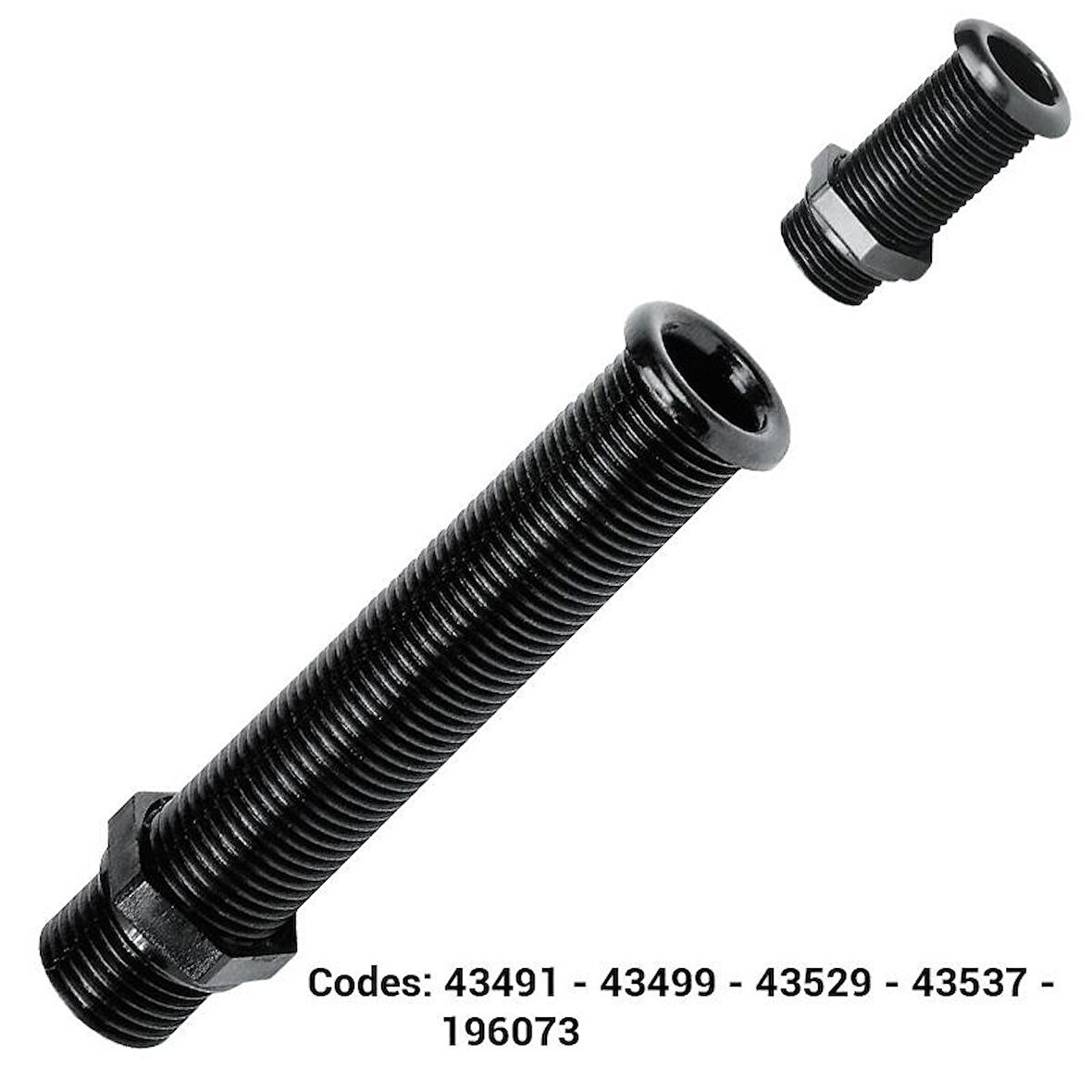Thru-Hull Stand. Flange, 7/8",Int.Ø22mm, L155mm,Black