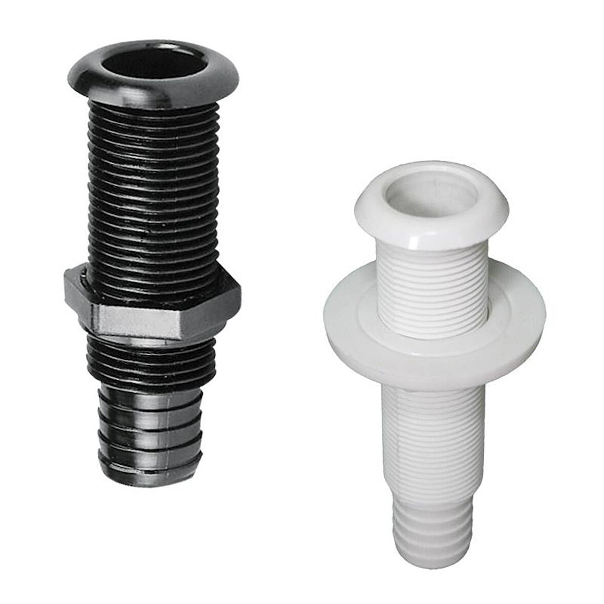 Thru-Hull w/St.Flange, 7/8",w/Hose Barb Ø25mm,White