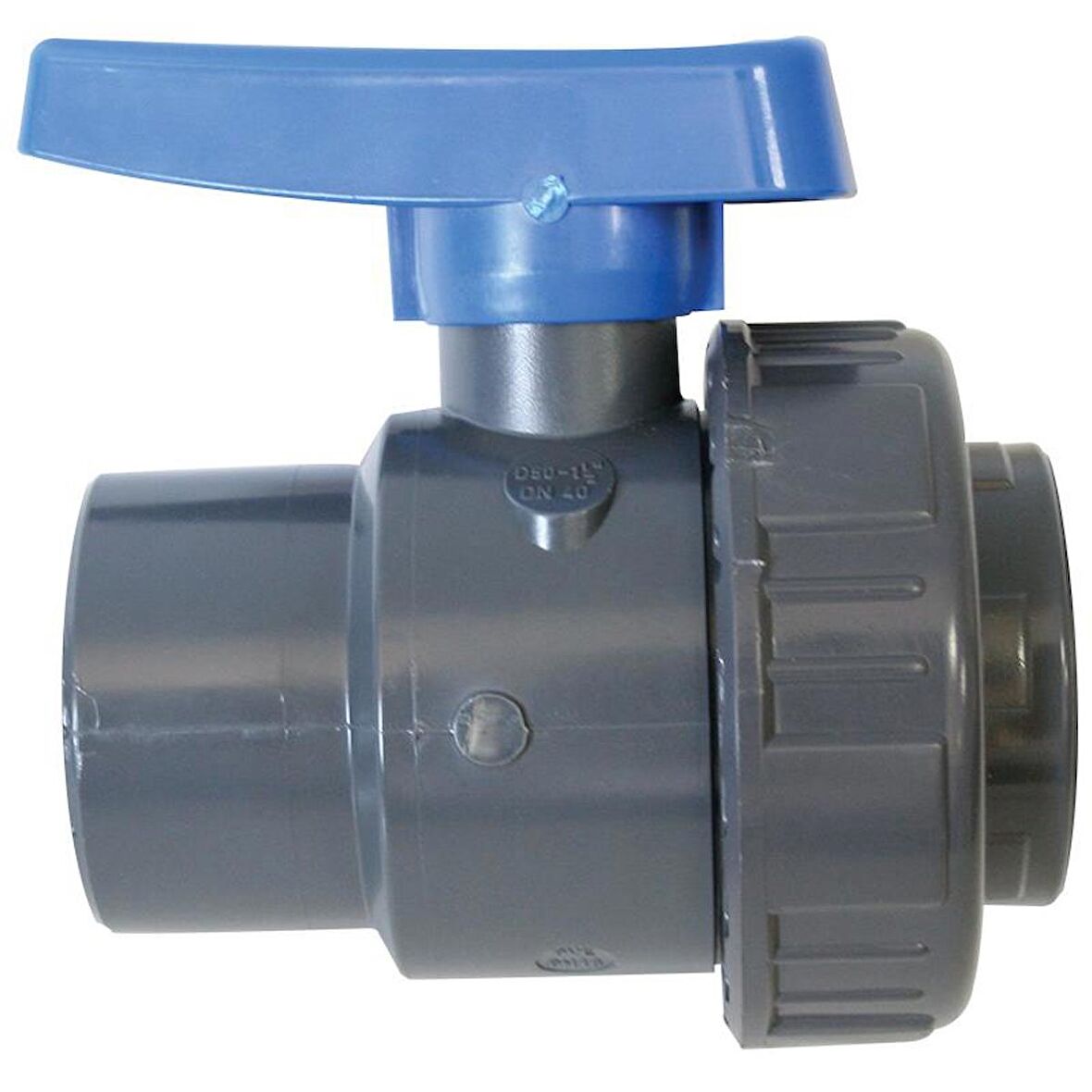 Ball Valve 1/2", Single Union BSPT, Plastic, Grey