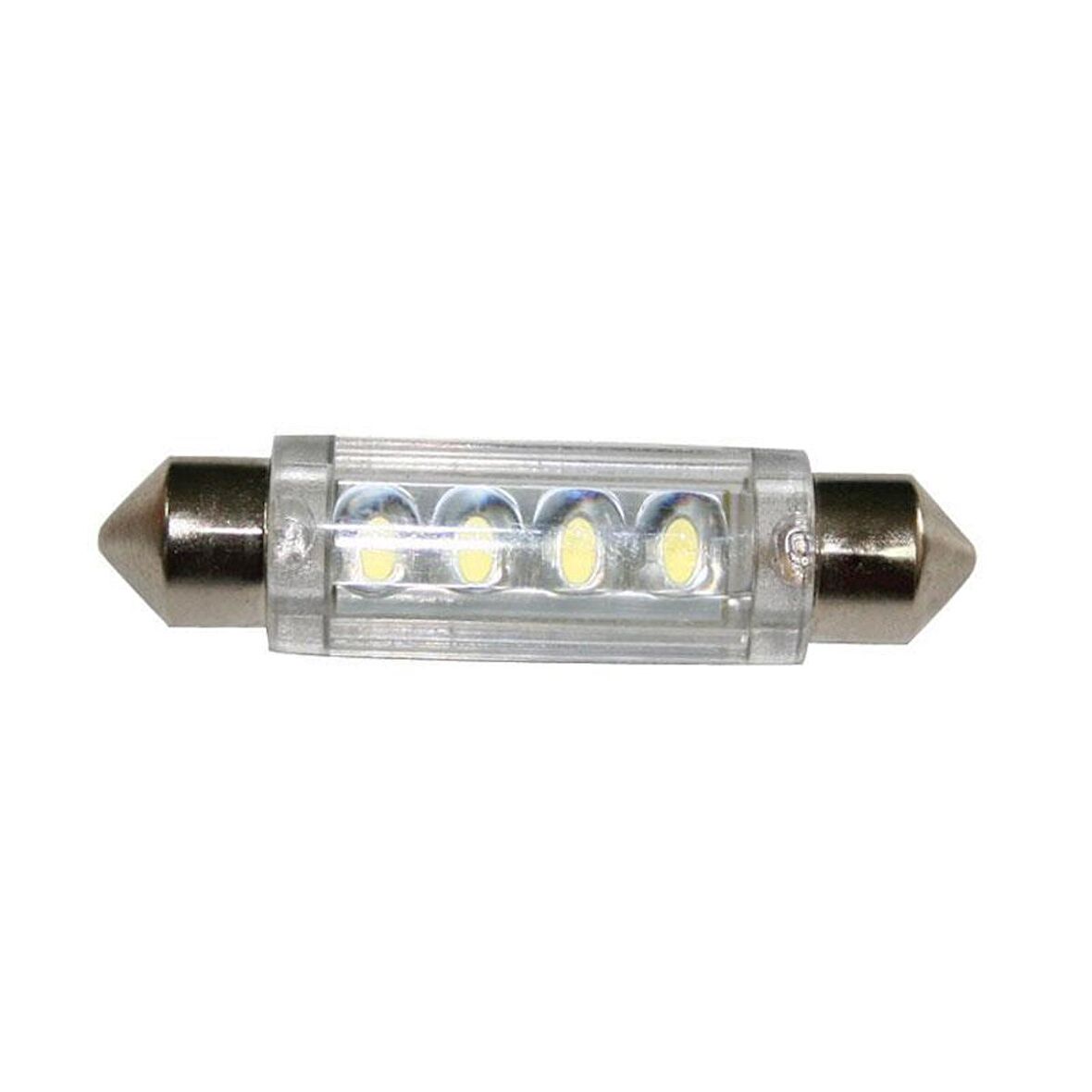 Ampül 12V, LED, T11, SV8.5-8, cool white - 4 LEDs, 11x41mm