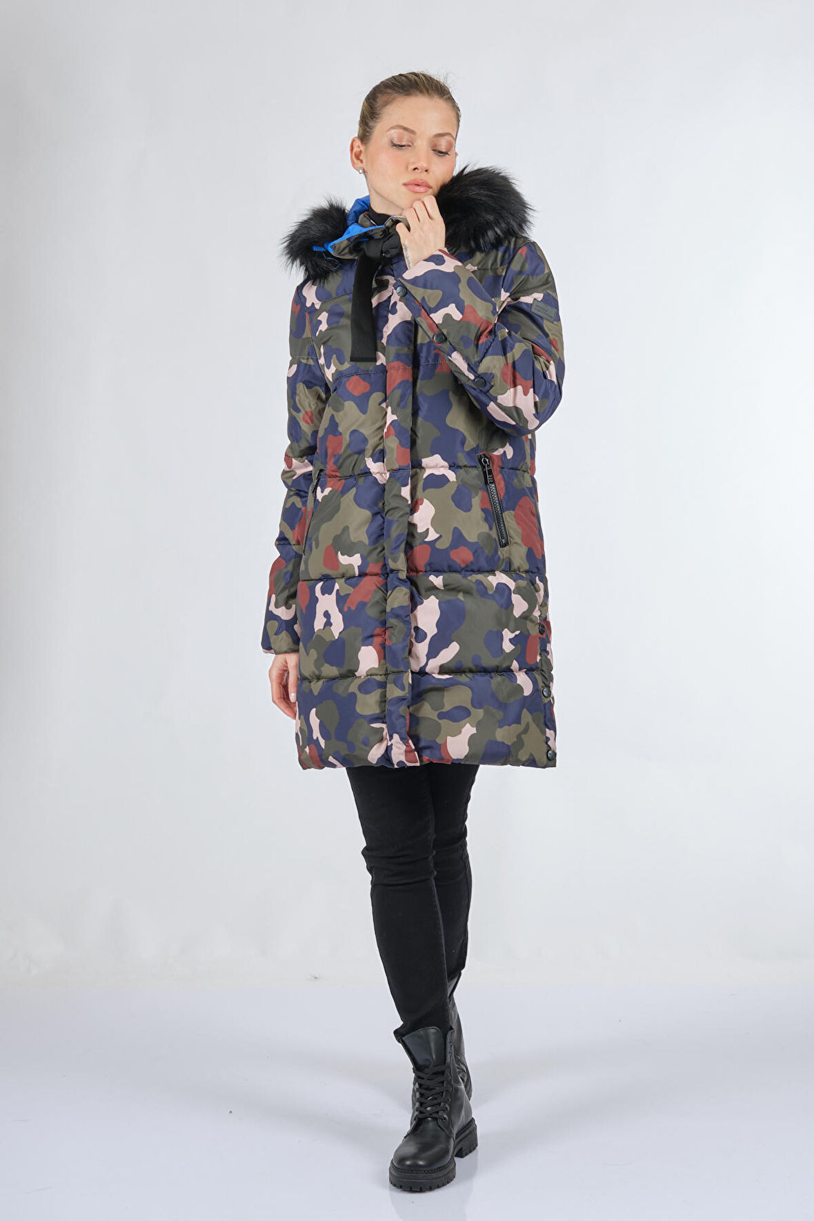 Bsb Kapüşonlu Zeytin Kadın Mont 048-217009