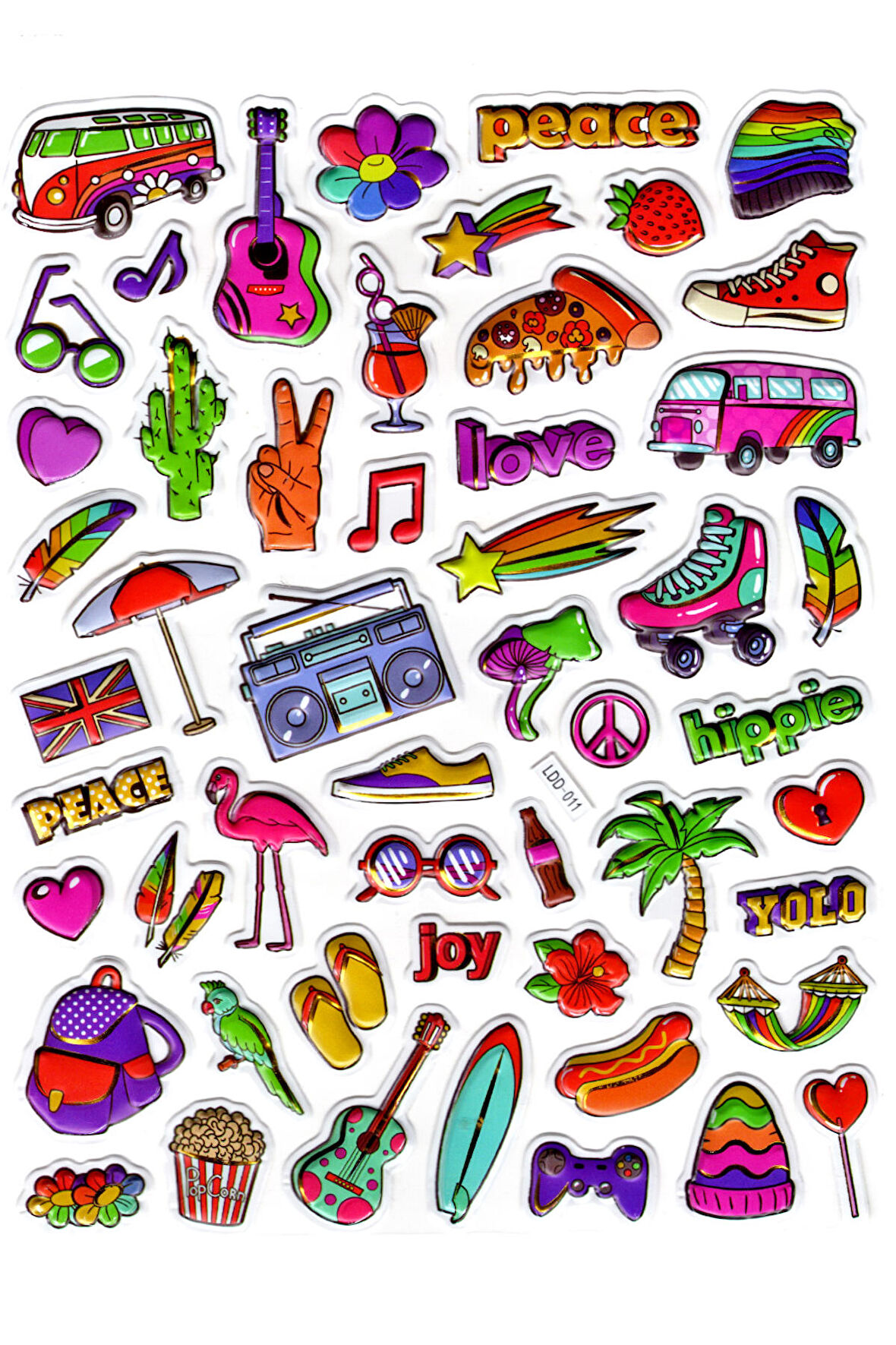 Sticker Kabartmalı Stiker Defter Planlayıcı Etiket (Ldd011)-24x19cm - Hippie Tatil