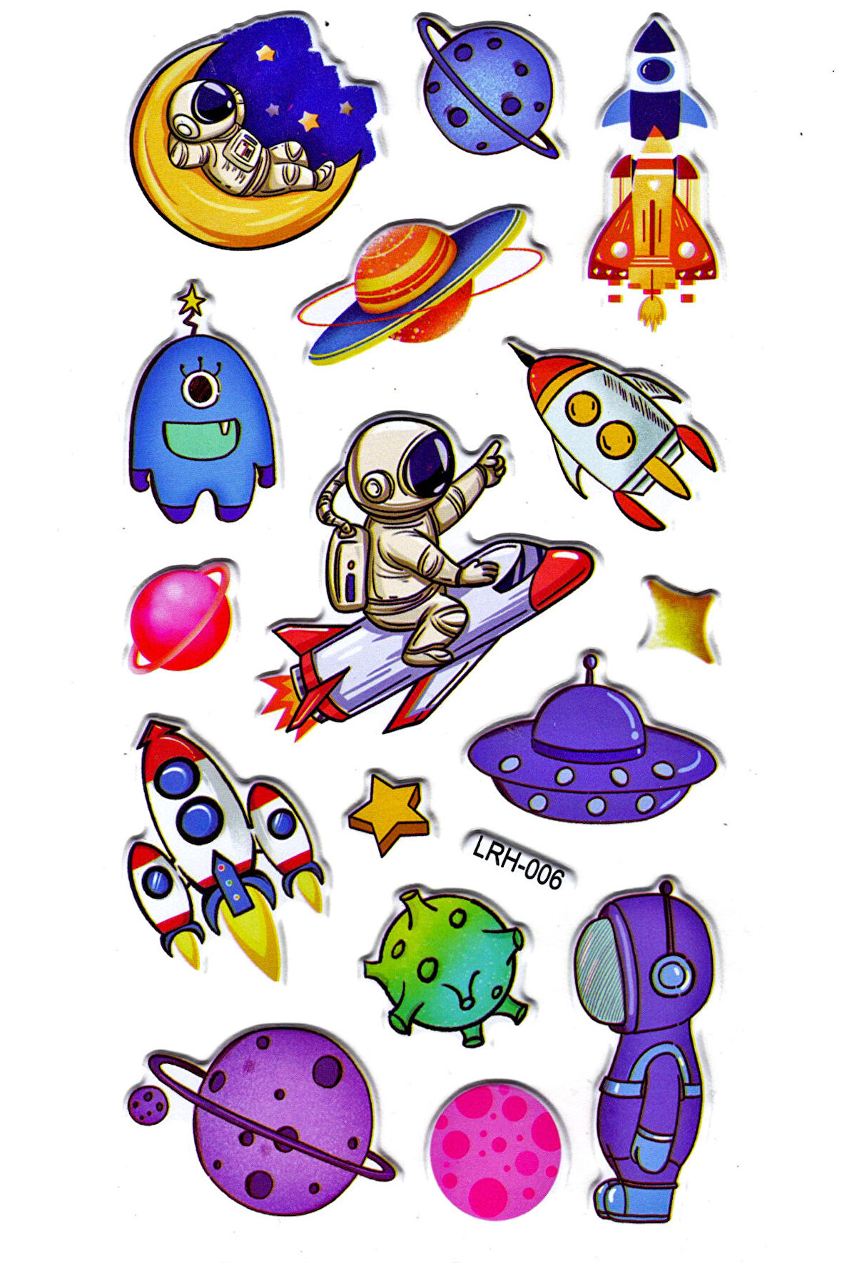Sticker Kabartmalı Stiker Defter Planlayıcı Etiket (Lrh006)-17x9 cm- Uzay Astronot