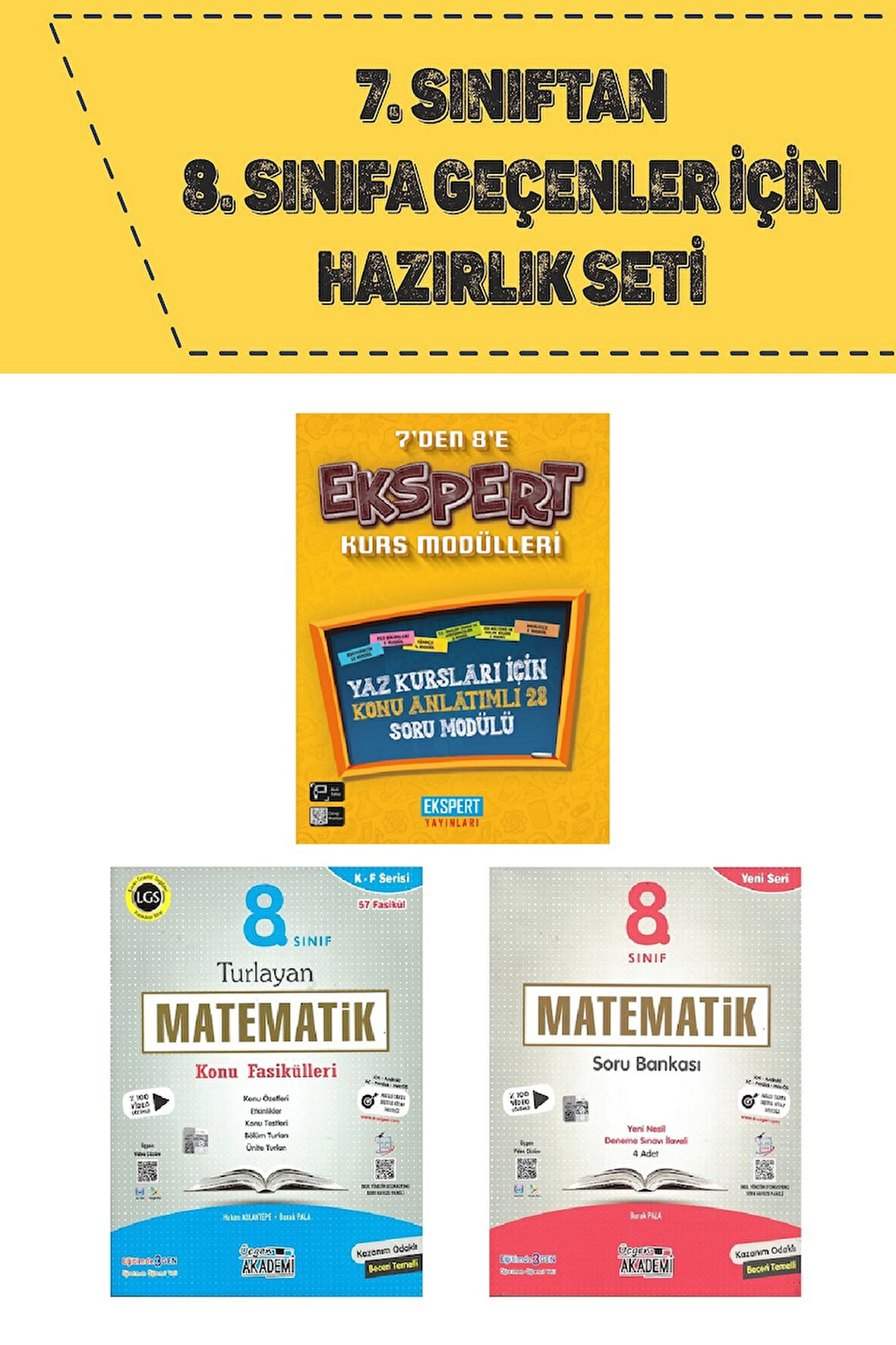 7 den 8 e Geçenler İçin Yaz Kurs Modülü + 8.Sınıf Turlayan Matematik Fasikülleri + Soru Bankası