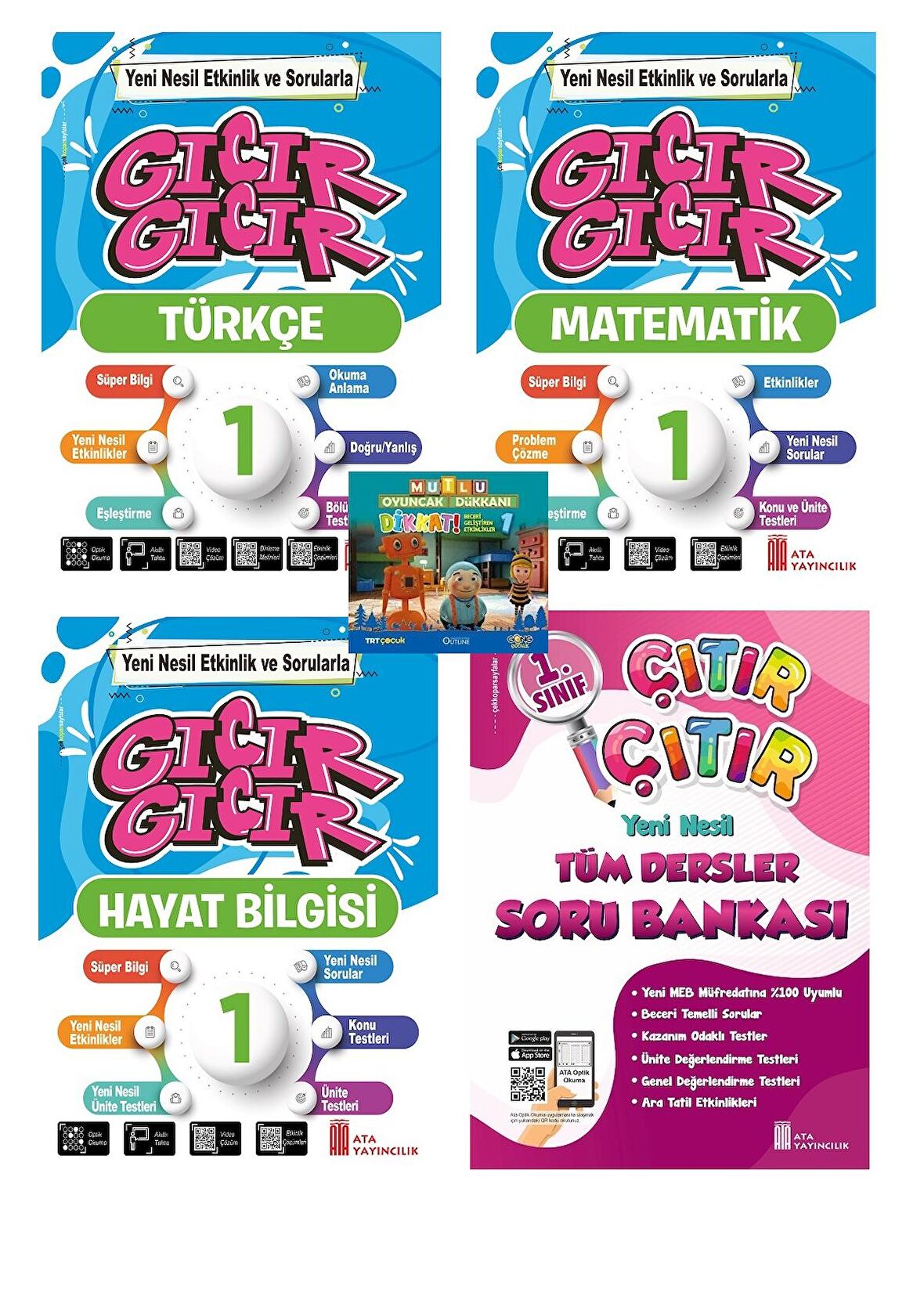 1.Sınıftan 2.Sınıfa Geçenler İçin Tekrar Seti 1( Gıcır Gıcır Türkçe-Matematik-Hayat Bilgisi- Çıtır Çıtır Soru Bankası)