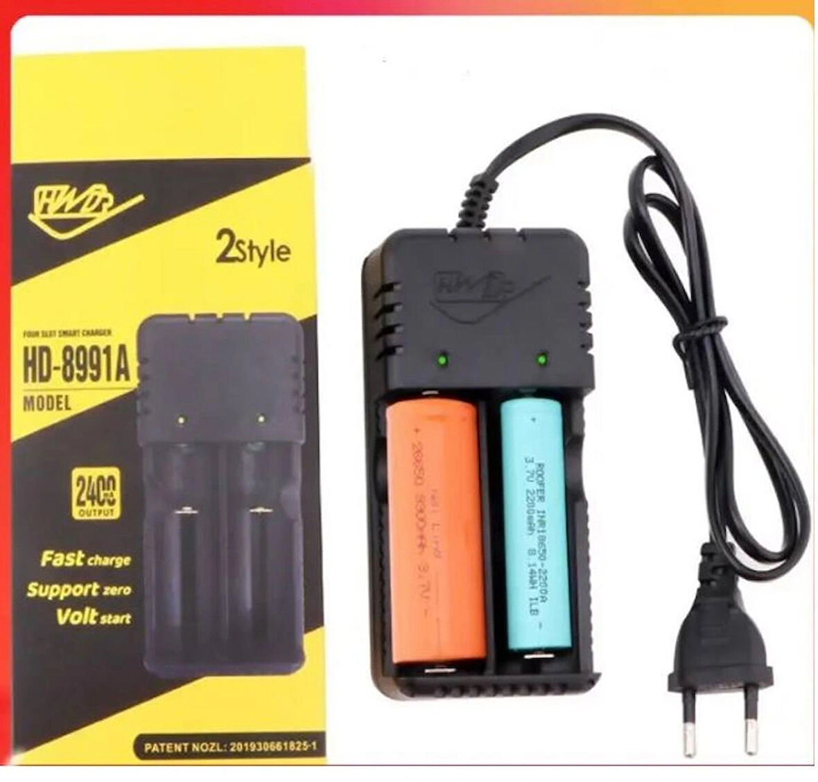 Dijital Ekranlı USB'li 16340-18650-26650-10440 Çiftli 1200mA Lityum PİL Şarj Cihazı HD/8991B