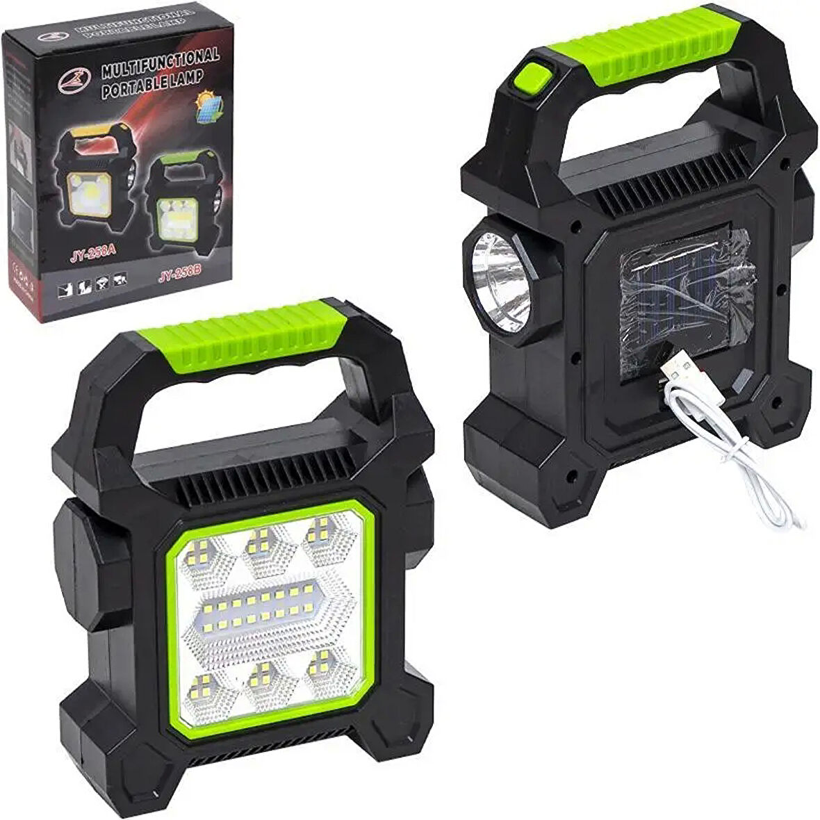 JY-258C 3 KADEMELİ ŞARJLI ÇOK FONKSİYONLU SOLAR PANELLİ IŞILDAK