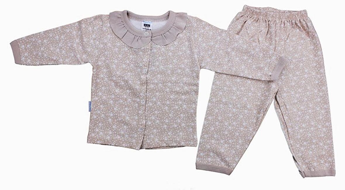 Bebek Önden Açık Pijama Fırfır Yaka