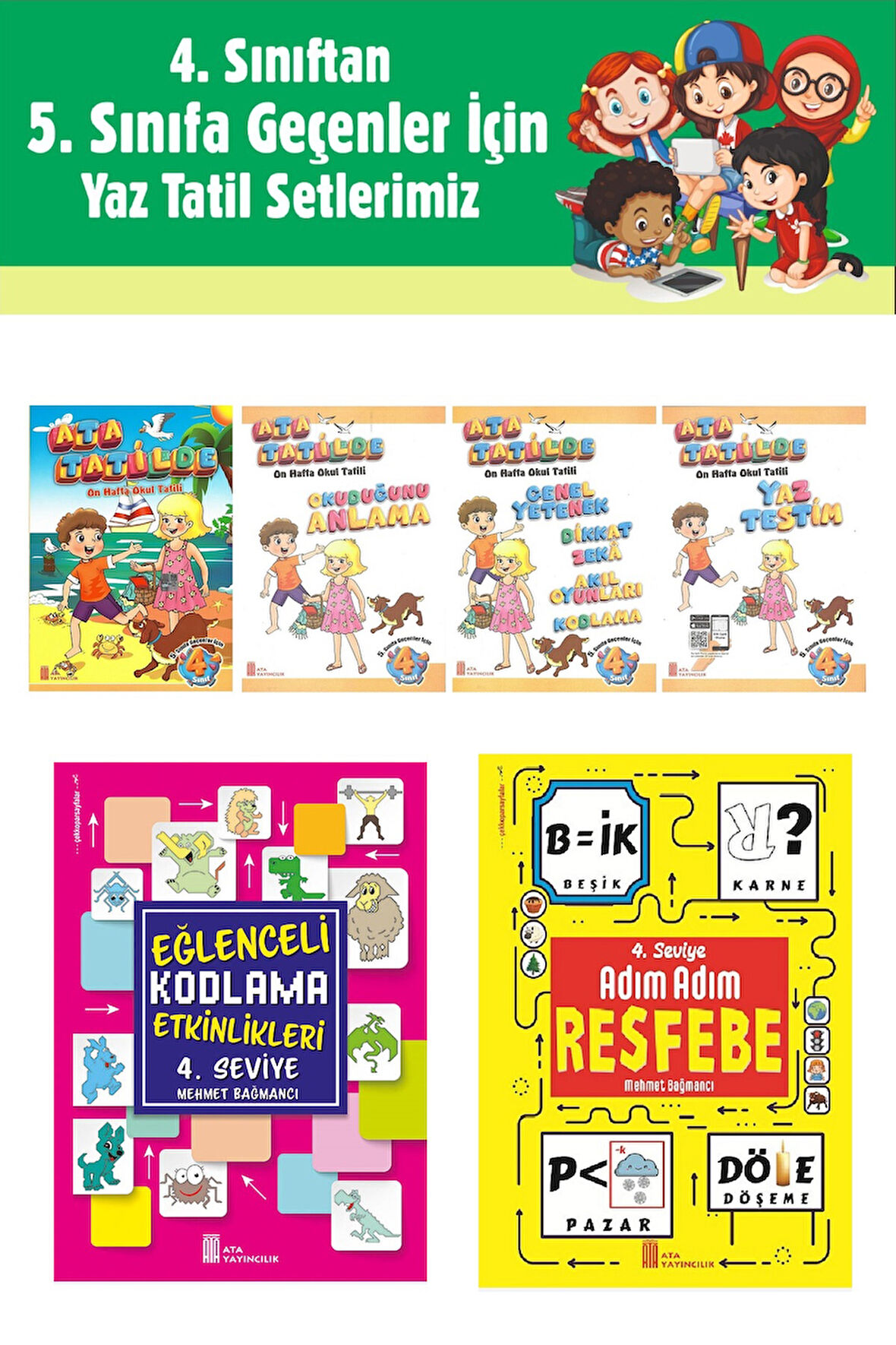 4.Sınıftan 5.Sınıfa Geçenler İçin Ata Tatilde Seti +Kodlama+Resfebe