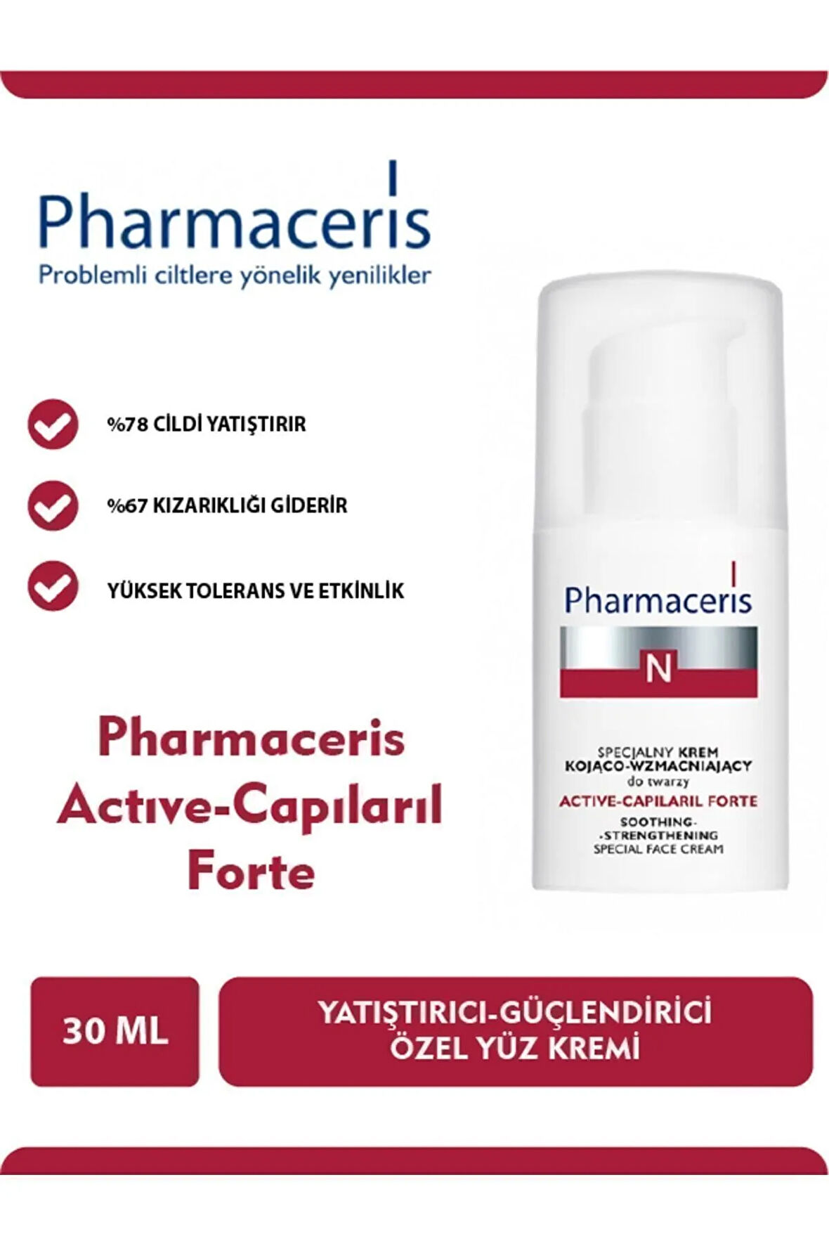 N Active-capileril Forte Yatıştırıcı Güçlendirici Özel Yüz Kremi 30ml Dermocosmetic