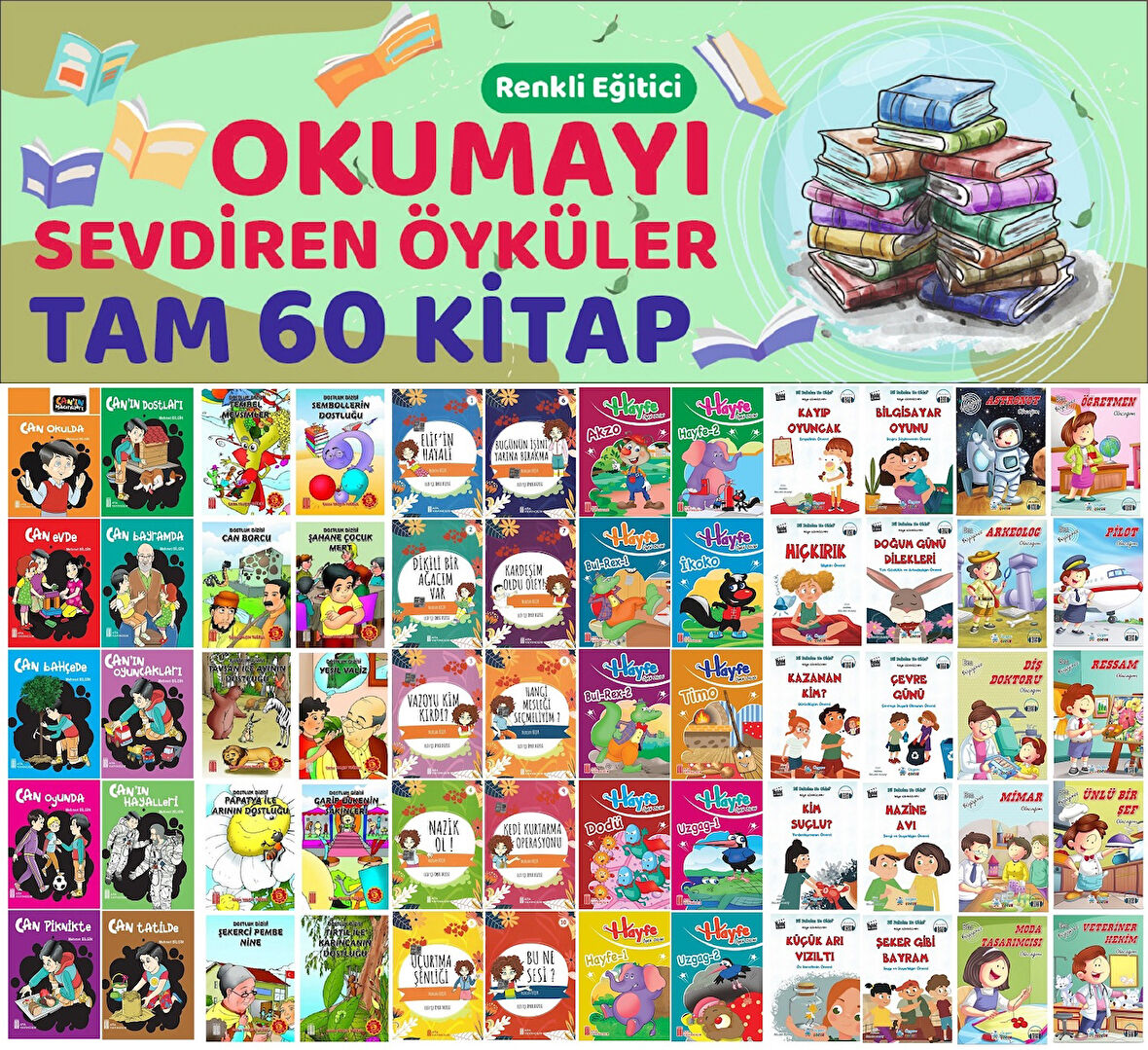 2.Sınıflar İçin Renkli Eğitici Okumayı Sevdiren Hikayeler (60 Kitap)