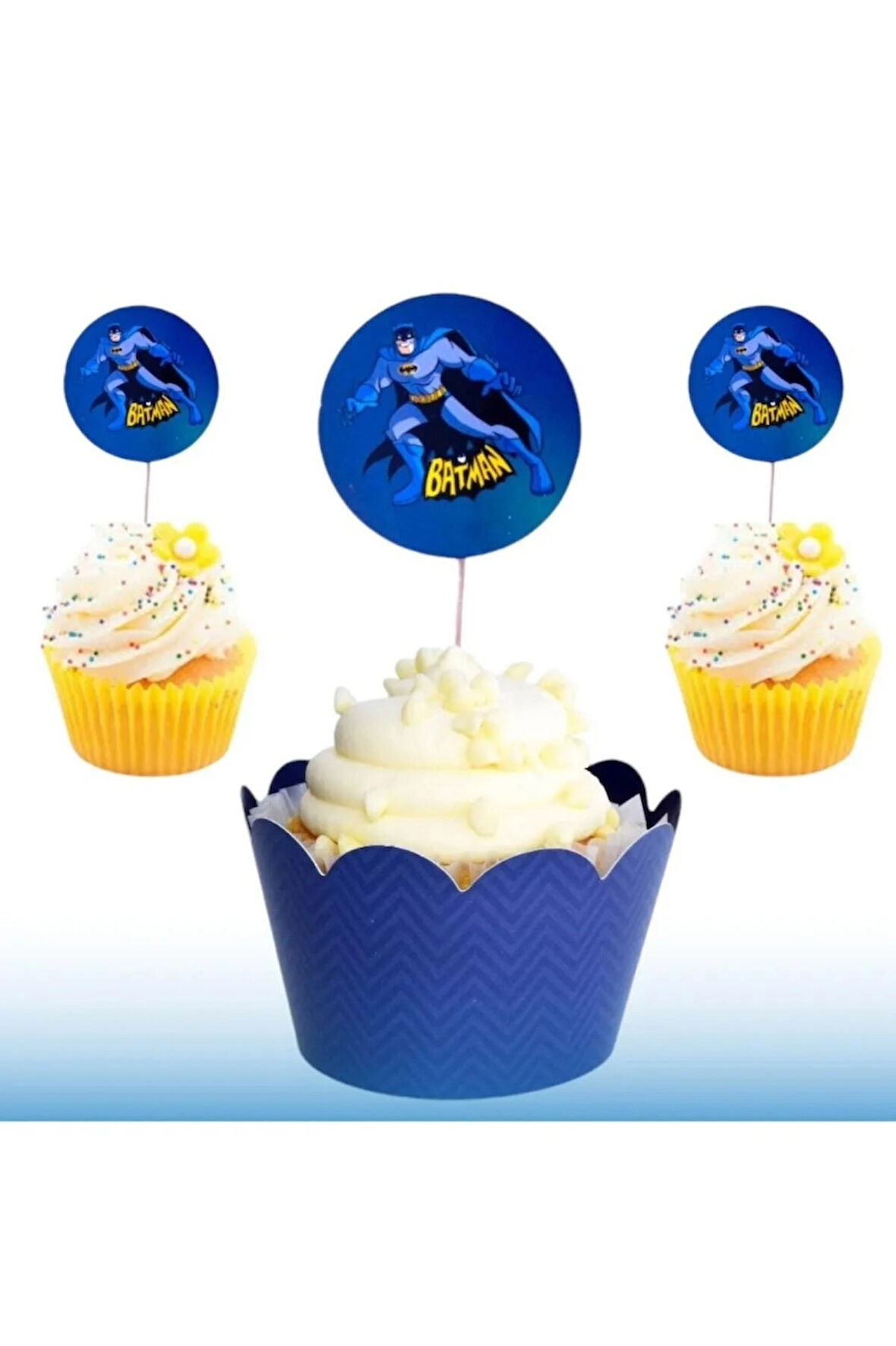  Batman Karakter Doğum Günü Konsepti & Batman Temalı Pasta Cupcake Süsleme Karton Kürdan 20 Adet