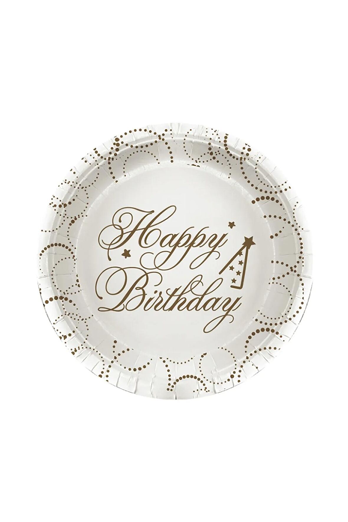 Karton Tabak Elegant Happy Birthday Beyaz 6'lı