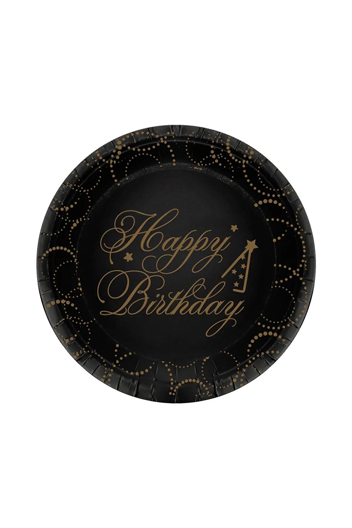 Karton Tabak Elegant Happy Birthday Siyah 6'lı