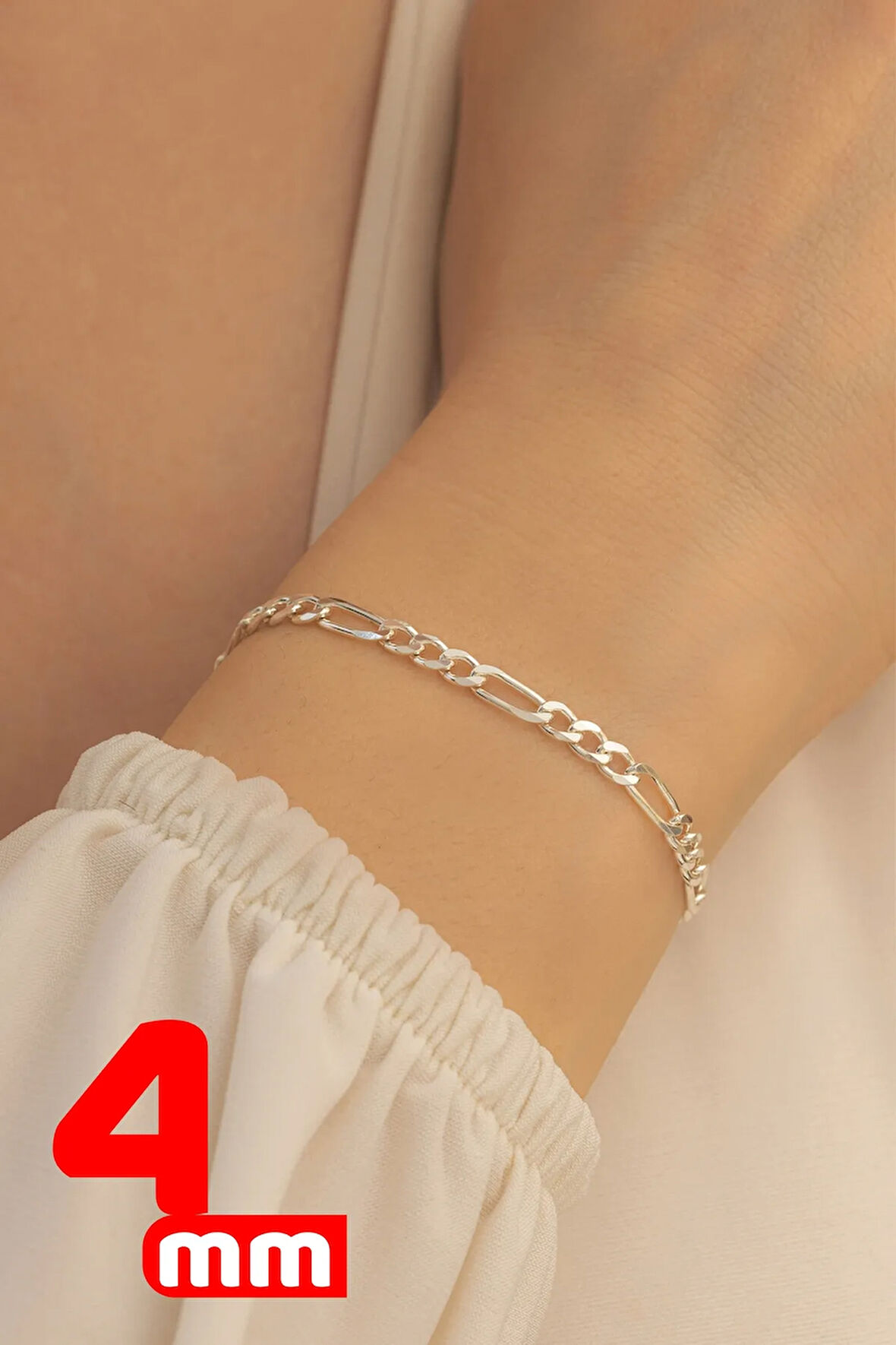 Kadın Bileklik - Figaro Model 925 Ayar Kadın Gümüş Bileklik