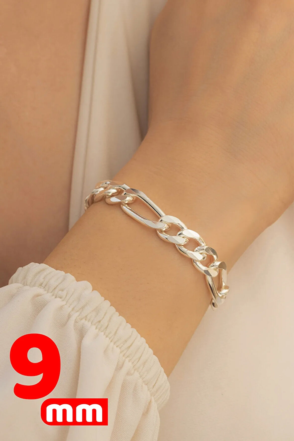 Kadın Bileklik - Figaro Model 925 Ayar Kadın Gümüş Bileklik