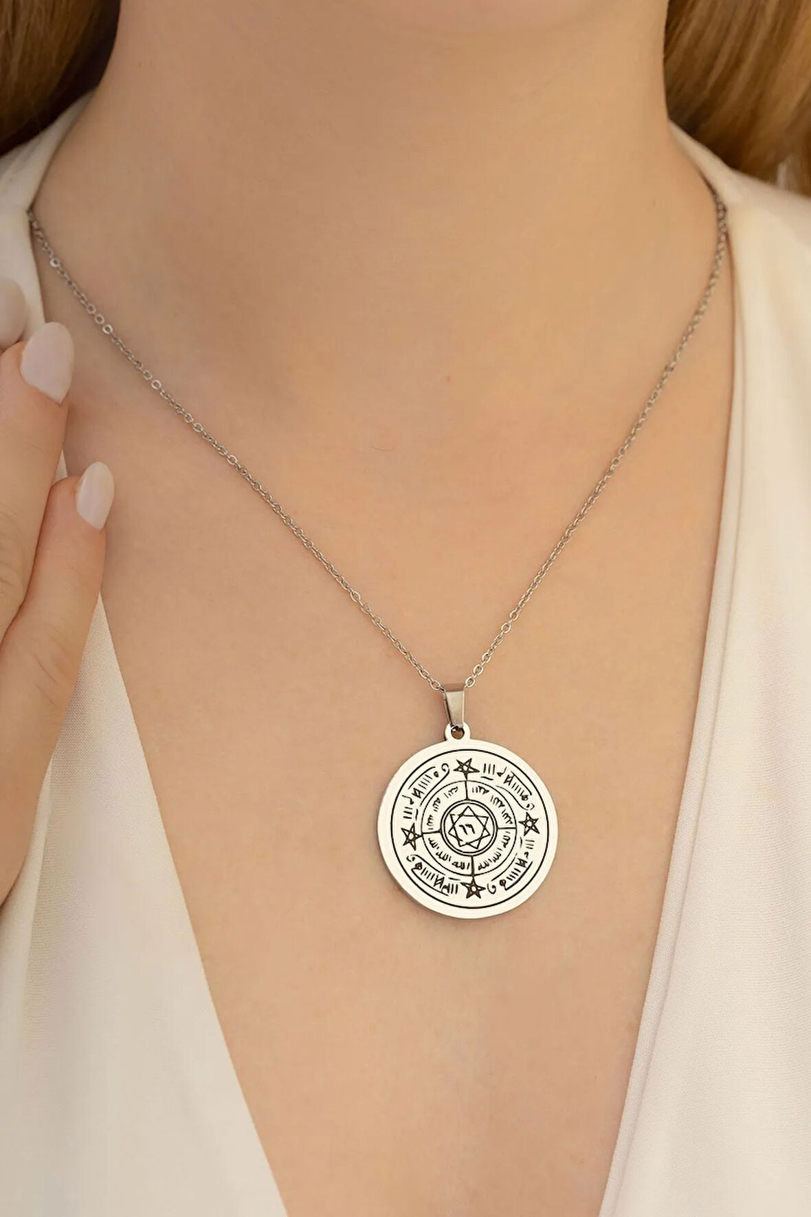 Celcelutiye Ve Ismi Azam Vefki Esma Kadın Çelik Kolye Zincir