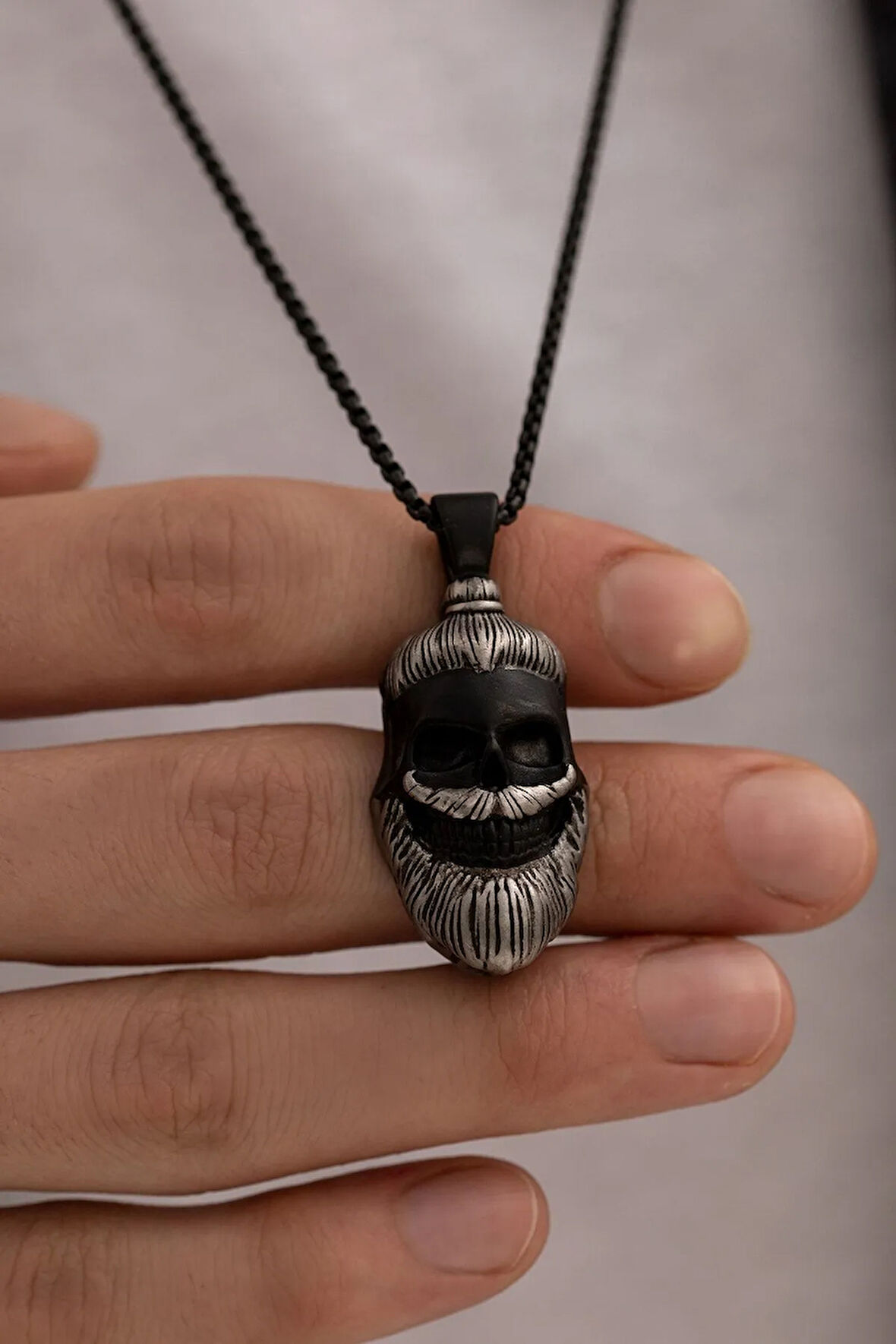 Erkek Kolye - Sakallı Baba Model Çelik Erkek Kolye - 316 L Paslanmaz Çelik Kolye