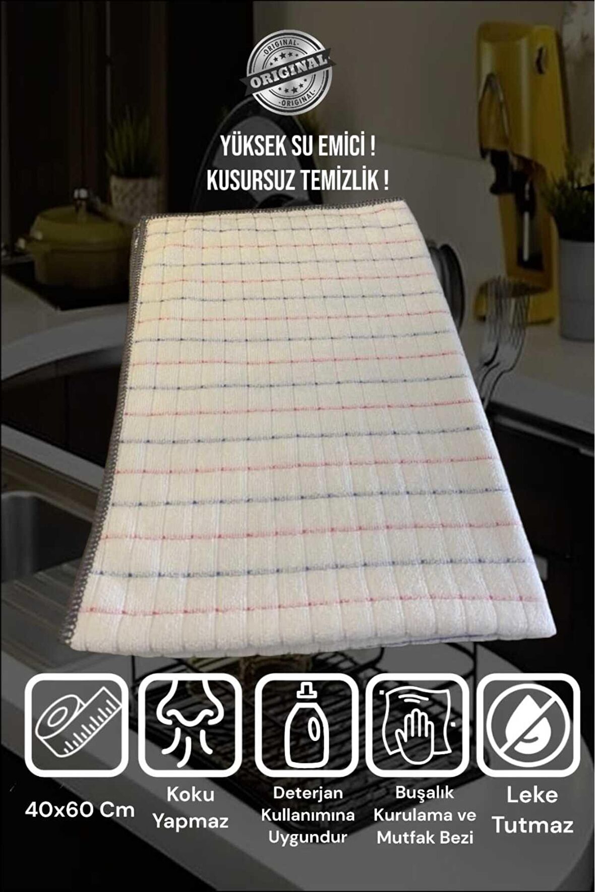 Missclean ( 1 Adet ) 40x60 Profesyonel Mikrofiber Bulaşık Kurulama Ve Durulama Bezi - Temizlik Bezi