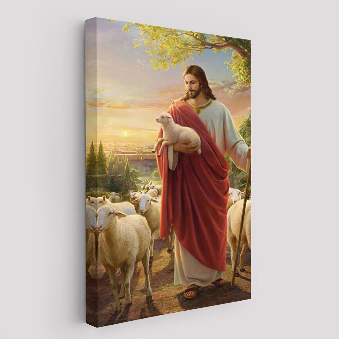 İsa Kuzu ile İsa Mesih Kayıp Kuzu Kanvas Tablo, Kilise Duvar Sanatı Süslemeleri-5218