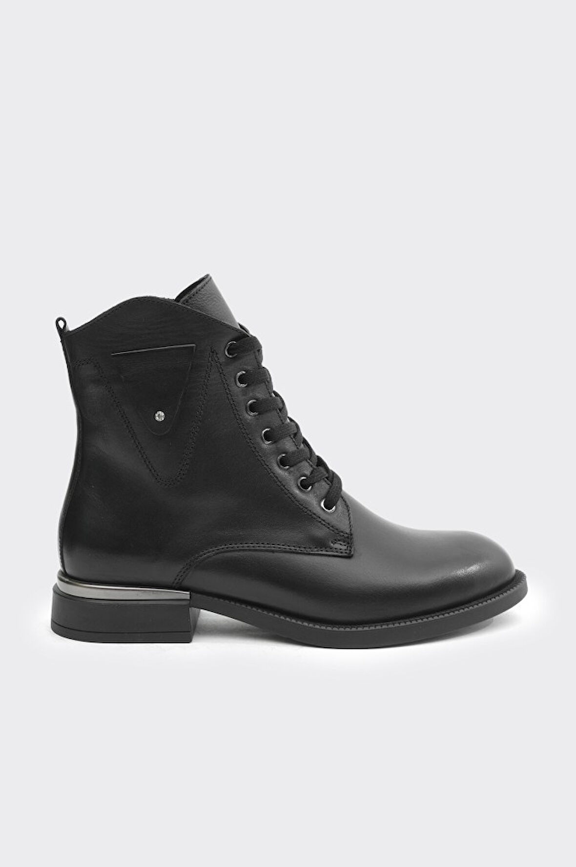 Hakiki Deri Fermuarlı Bağcıklı Kadın Bot 