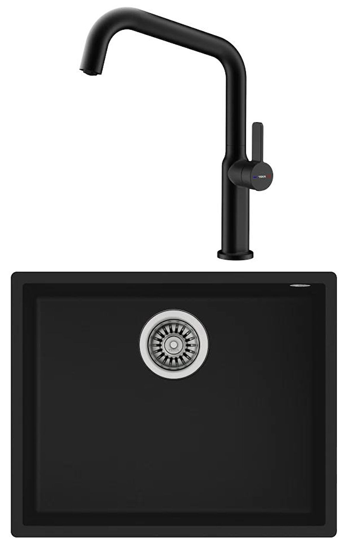 SQUARE 50.40 TG Tezgahaltı Granit Eviye, Oval 914 Batarya Siyah Set