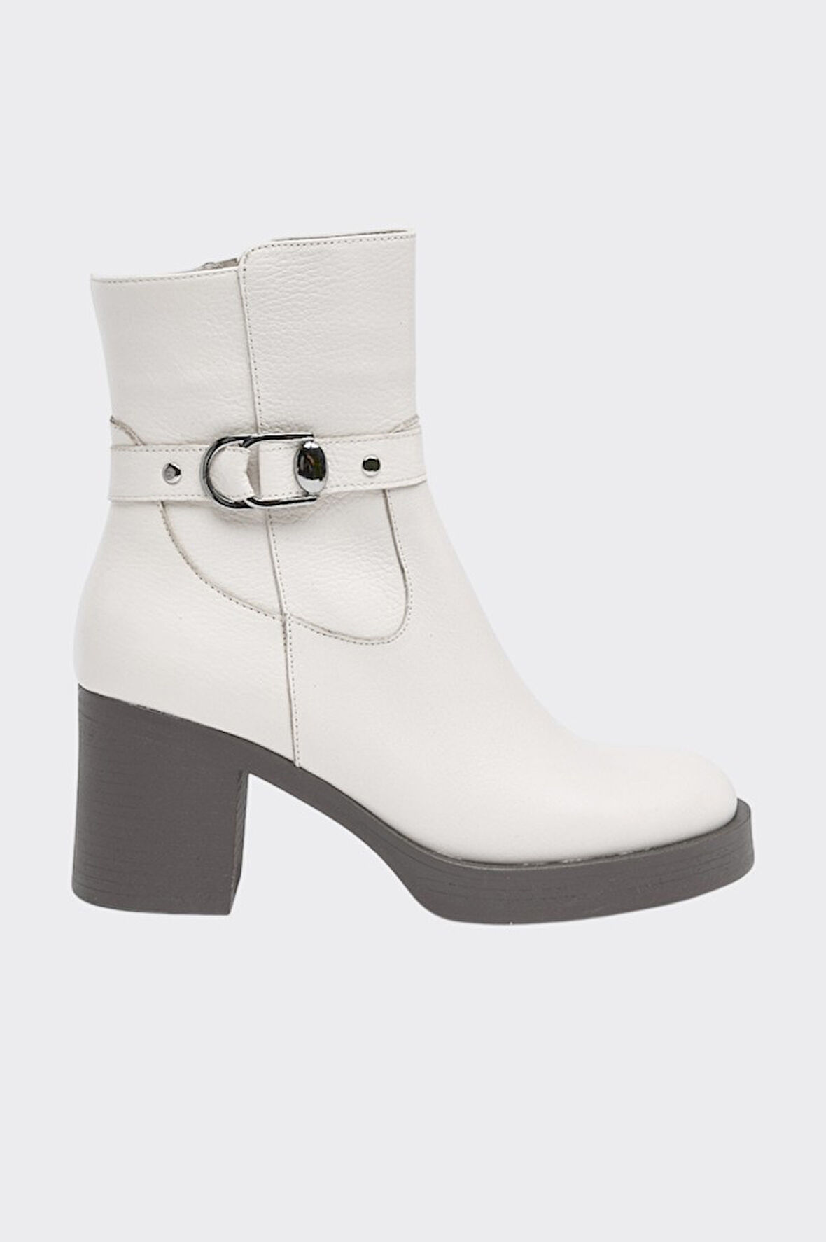 Hakiki Deri Kalın Topuk Kadın Bot