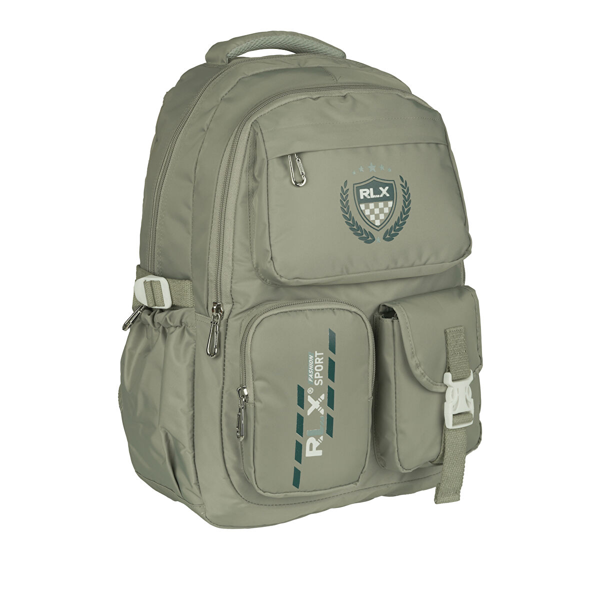 Relaxion Su Geçirmez Çok Gözlü Okul Sırt Çantası Haki 2058