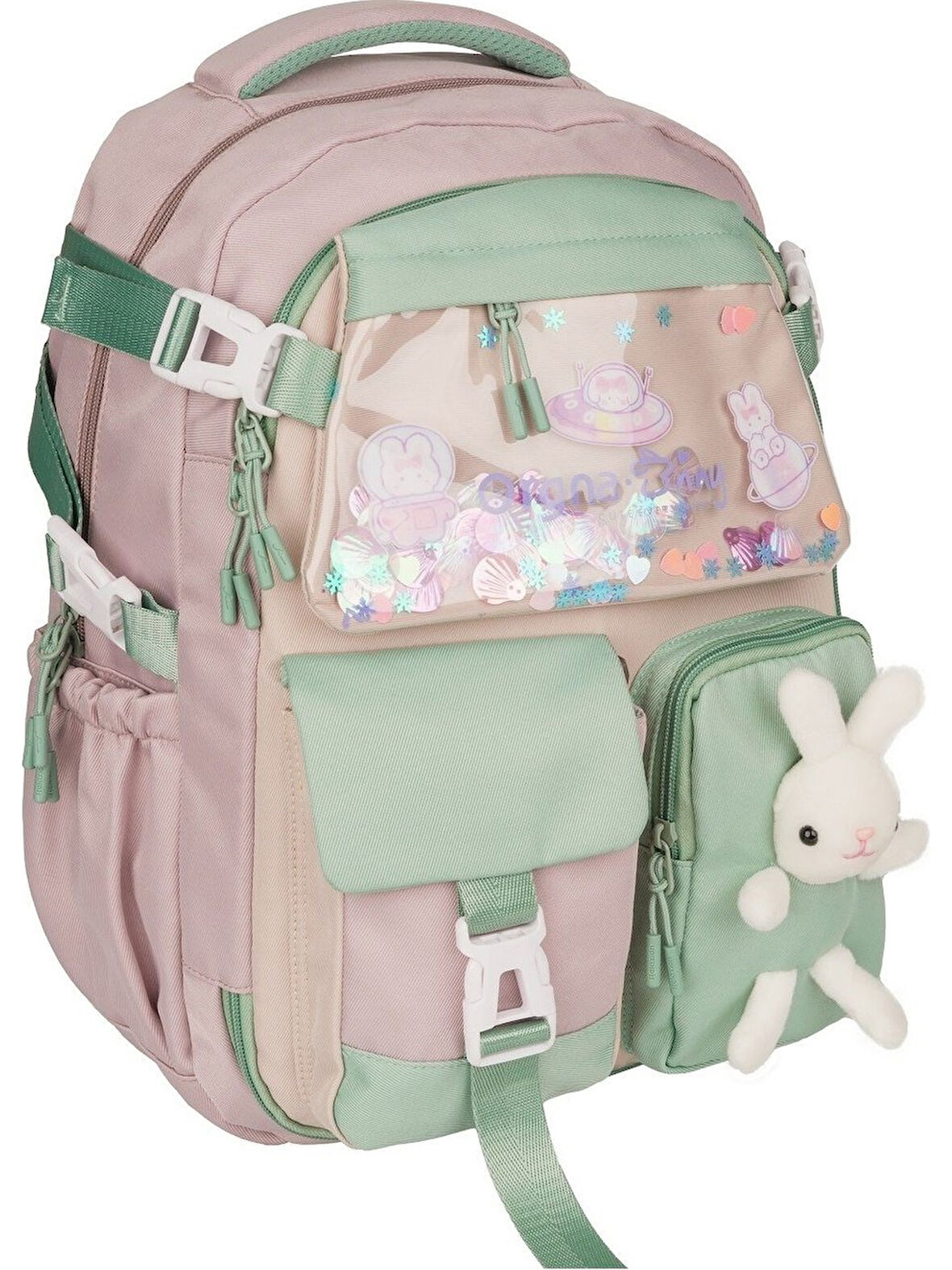 Relaxion 1460 Gül Kurusu Yeşil İthal Kore Tarzı Unisex Çocuk İlkokul Sırt Çantası