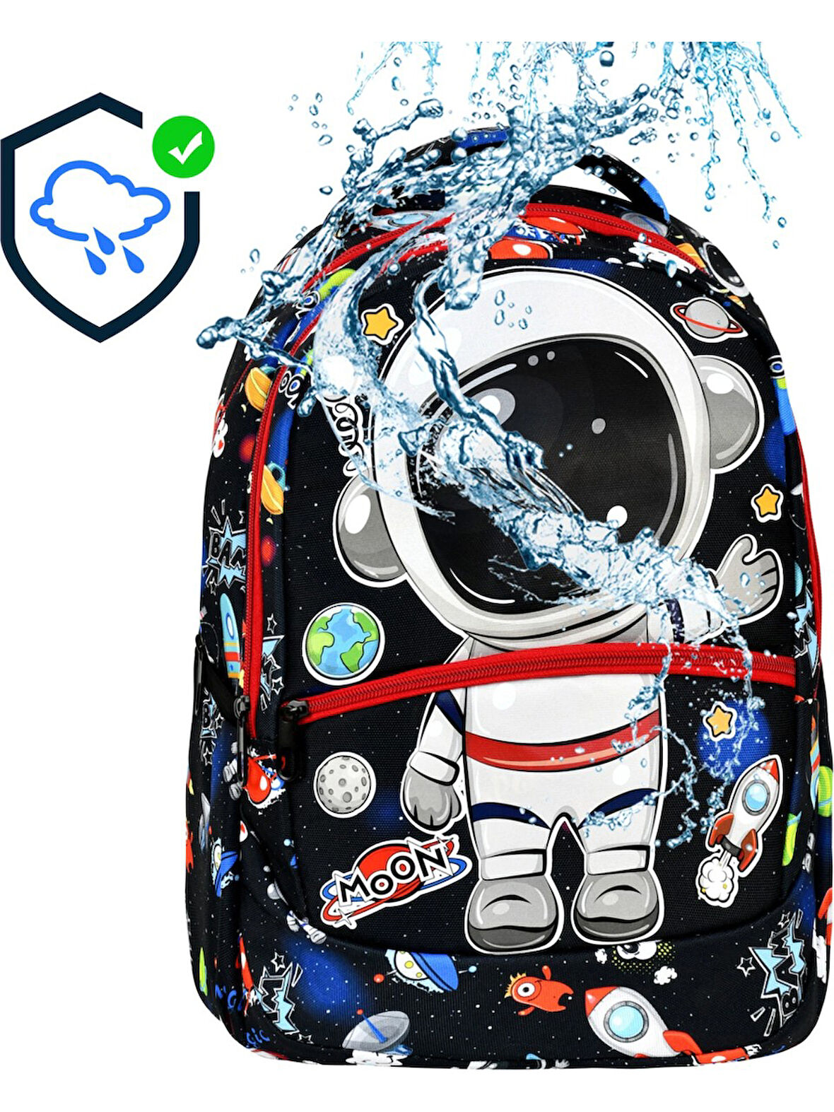 Astronot Desenli İlkokul Sırt Çantası + Beslenme Çantası (2301)