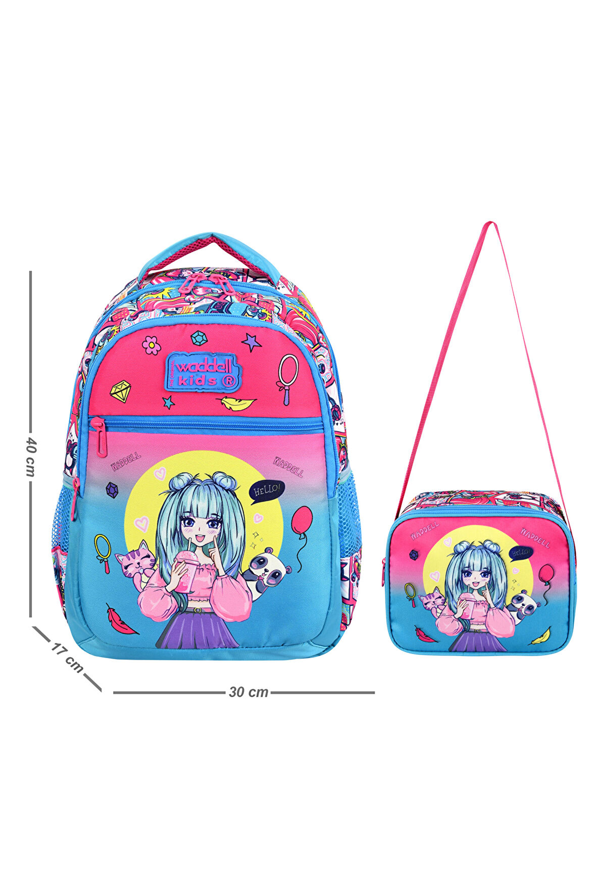 Waddell Anime Kız Desenli Lisanslı İlkokul Çantası Beslenme Çantalı 24303