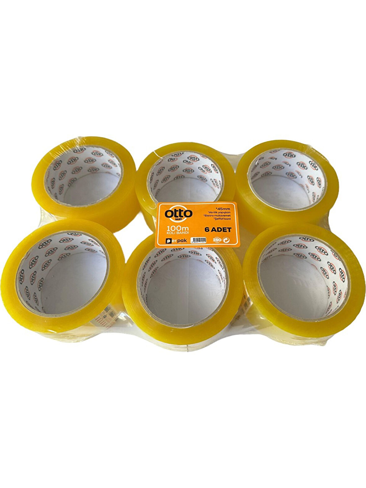 Otto Akrilik Şeffaf Koli Bandı Bant 45mmx100 Metre 6'Lı Paket