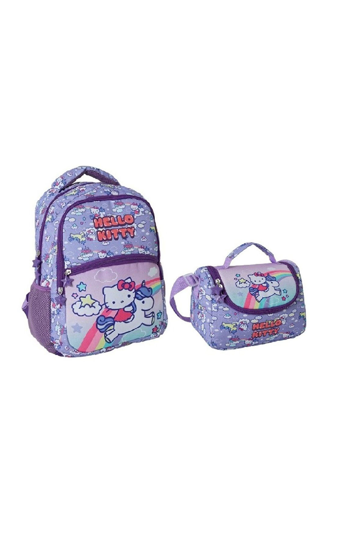 Hello Kitty Mor Okul Sırt Çantası Beslenmeli Set