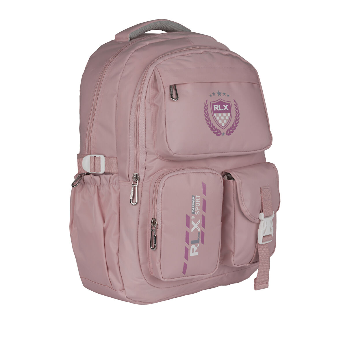 Relaxion Su Geçirmez Çok Gözlü Okul Sırt Çantası Pudra 2058